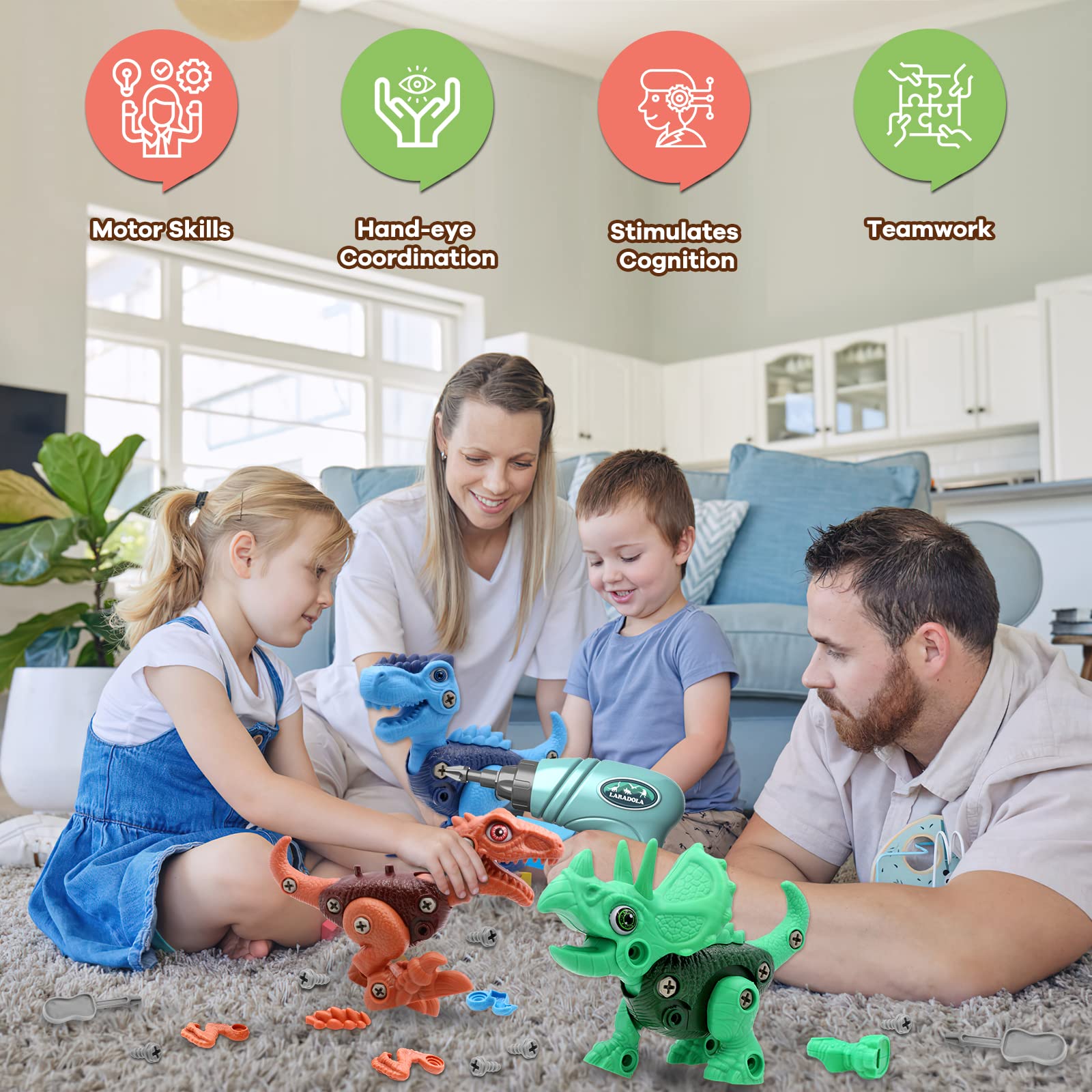 Foto 5 pulgar | Dinosaur Toys Laradola Para Niños De 3 A 8 Años Con Taladro Eléctrico - Venta Internacional.