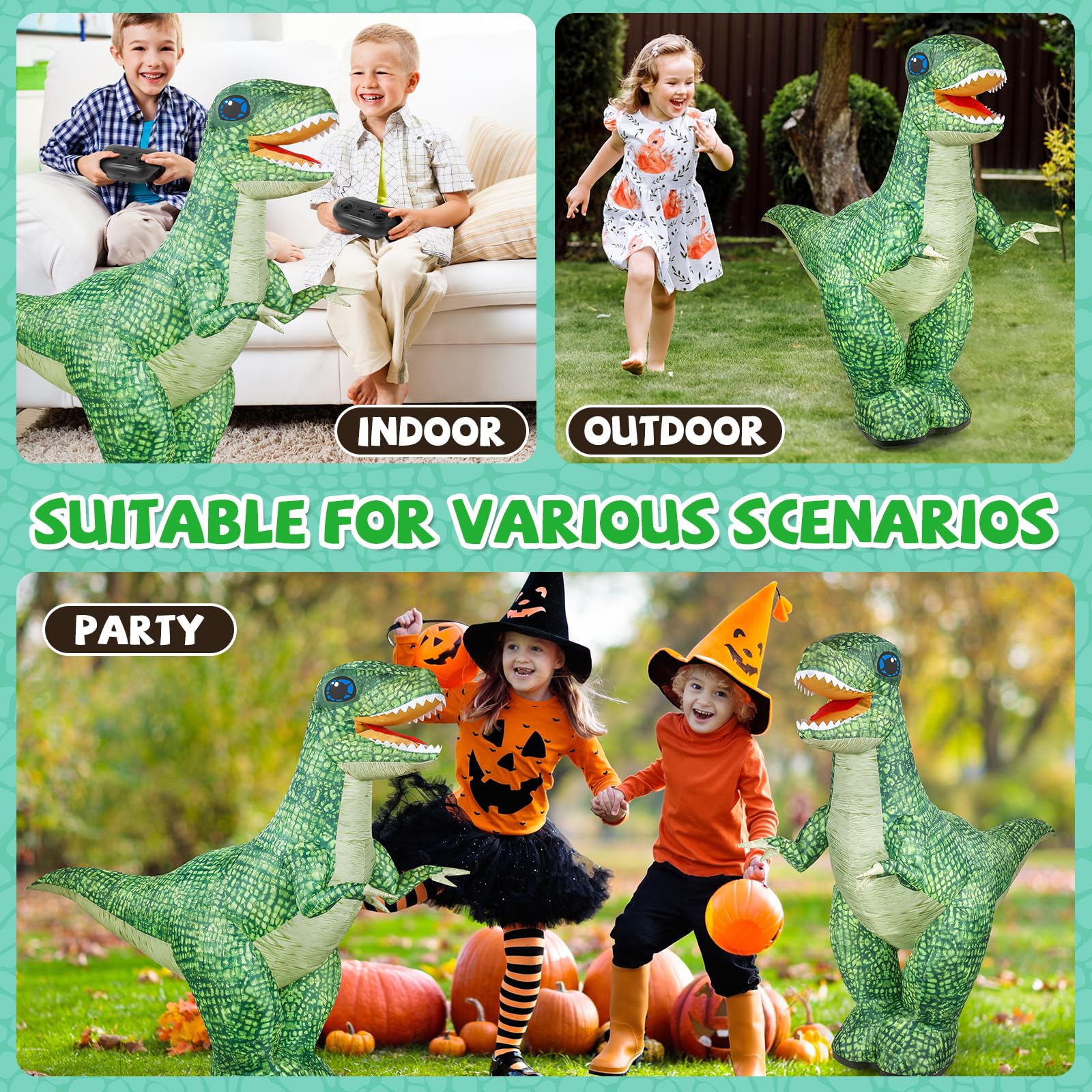 Foto 7 pulgar | Juguete Inflable De Dinosaurio Yerloa Con Control Remoto De 2,4 Ghz Para Niños - Venta Internacional.