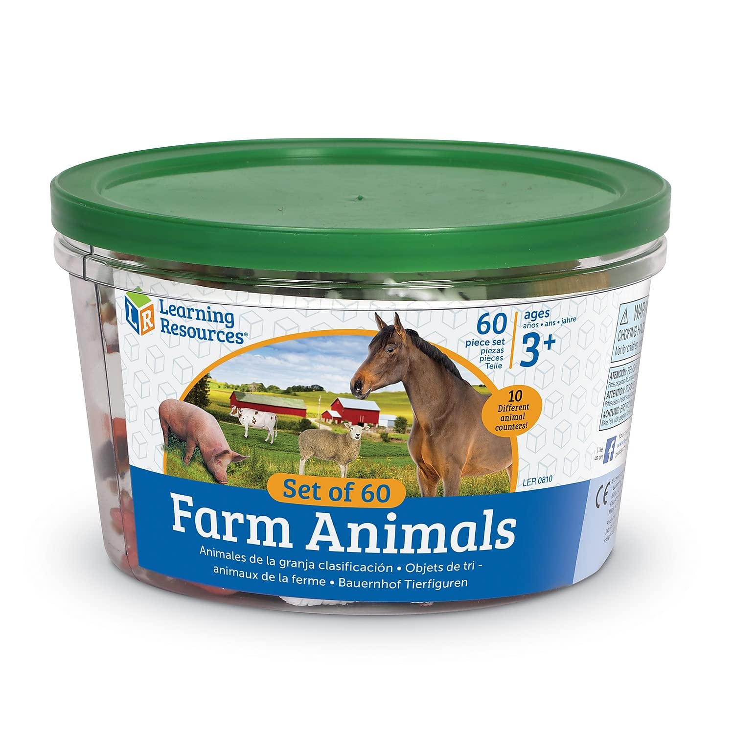 Foto 4 | Recursos De Aprendizaje De Farm Animal Counters, 60 Piezas, Más De 3 Años - Venta Internacional.
