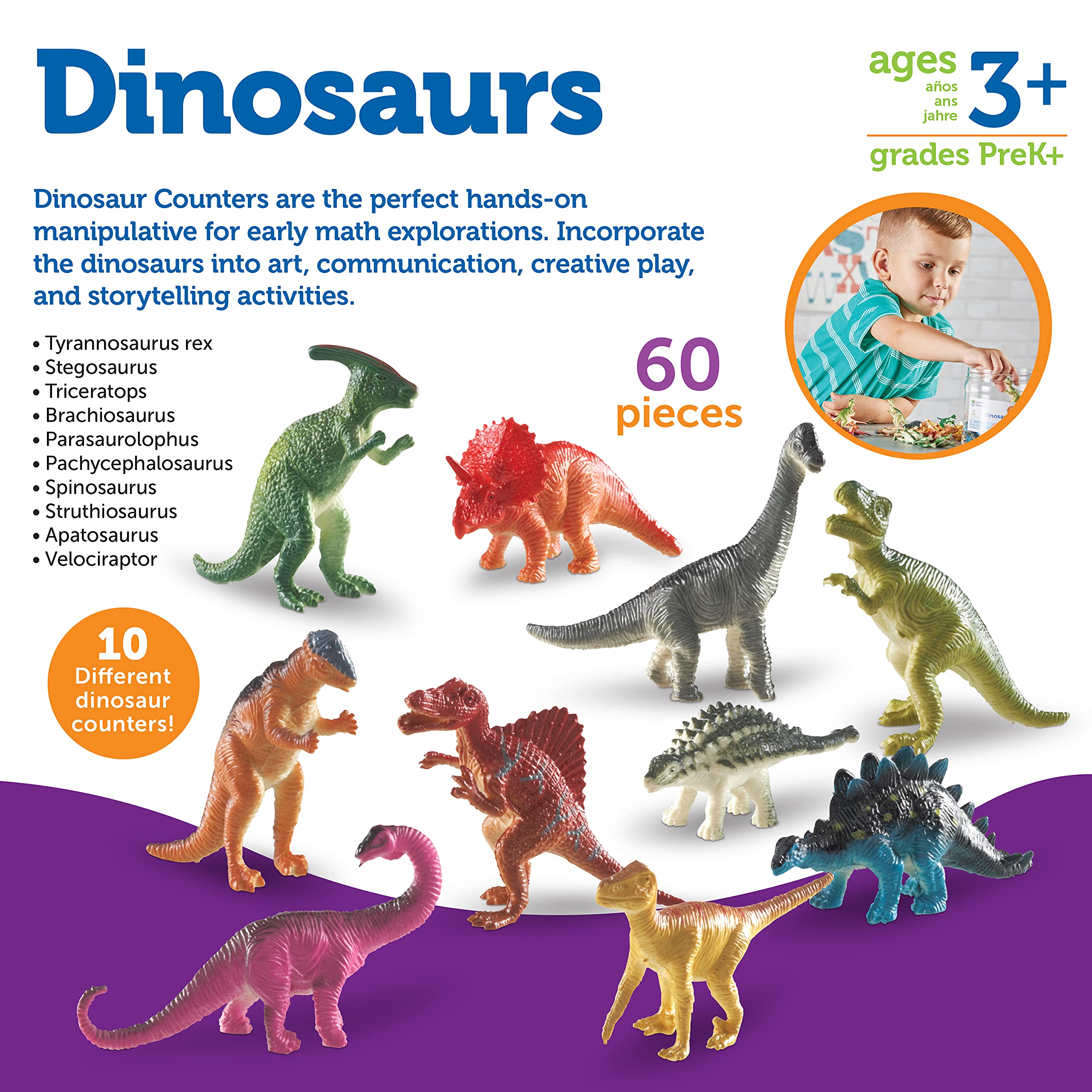 Foto 7 pulgar | Juego De 60 Recursos De Aprendizaje Dinosaur Counters Para Niños Mayores De 3 Años - Venta Internacional.