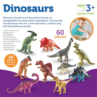 Foto 6 | Juego De 60 Recursos De Aprendizaje Dinosaur Counters Para Niños Mayores De 3 Años - Venta Internacional.