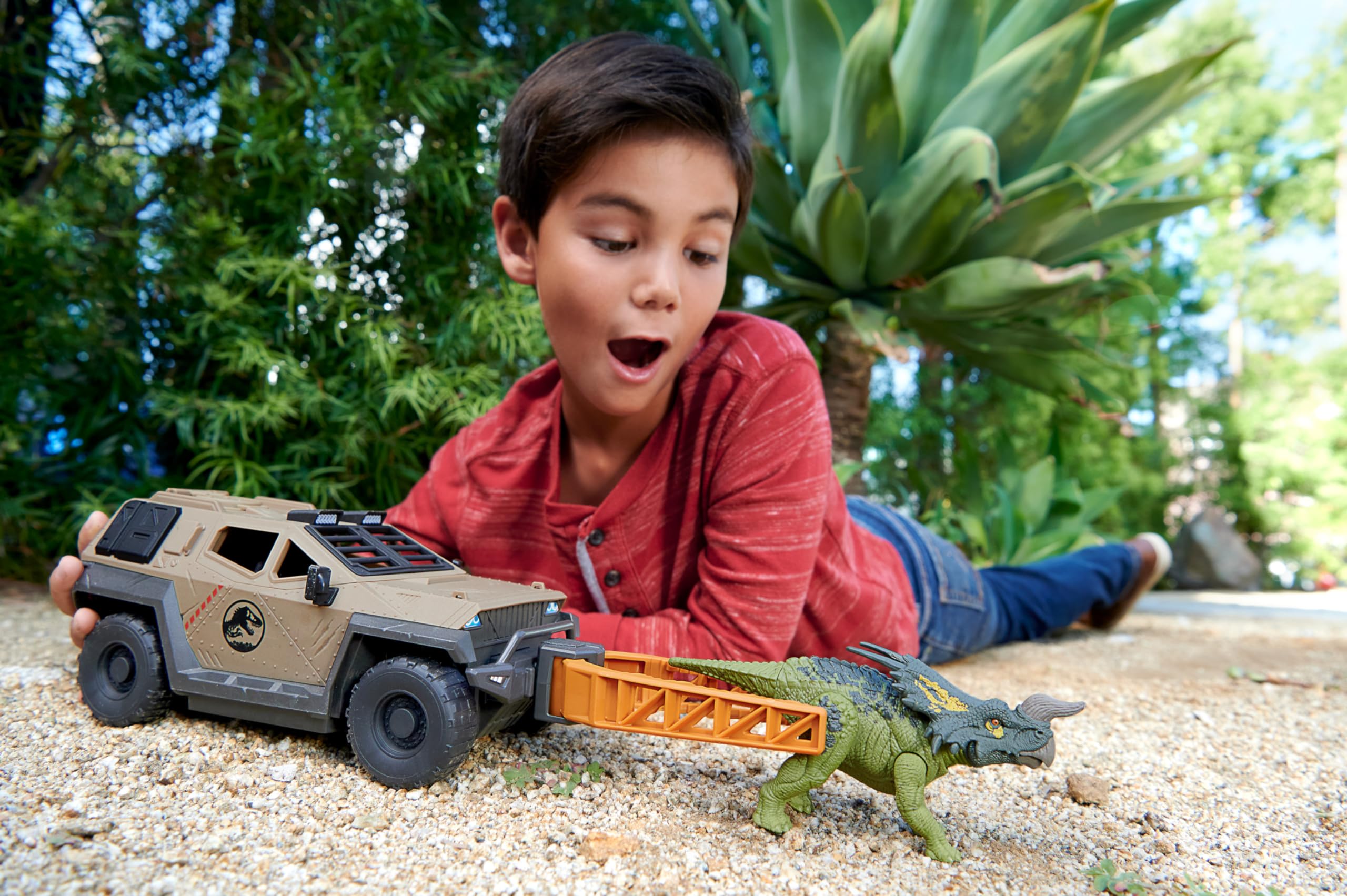 Foto 3 pulgar | Set De Juguetes Mattel Jurassic World Truck & Einiosaurus Dinosaur - Venta Internacional.