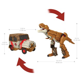 Foto 3 | T-rex 2 En 1 De Toy Mattel Jurassic World Fierce Changers - Venta Internacional.