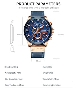 Foto 2 | Reloj Curren Technos 8346 con Esfera Azul y Carcasa de 49 mm para Hombre - Venta Internacional