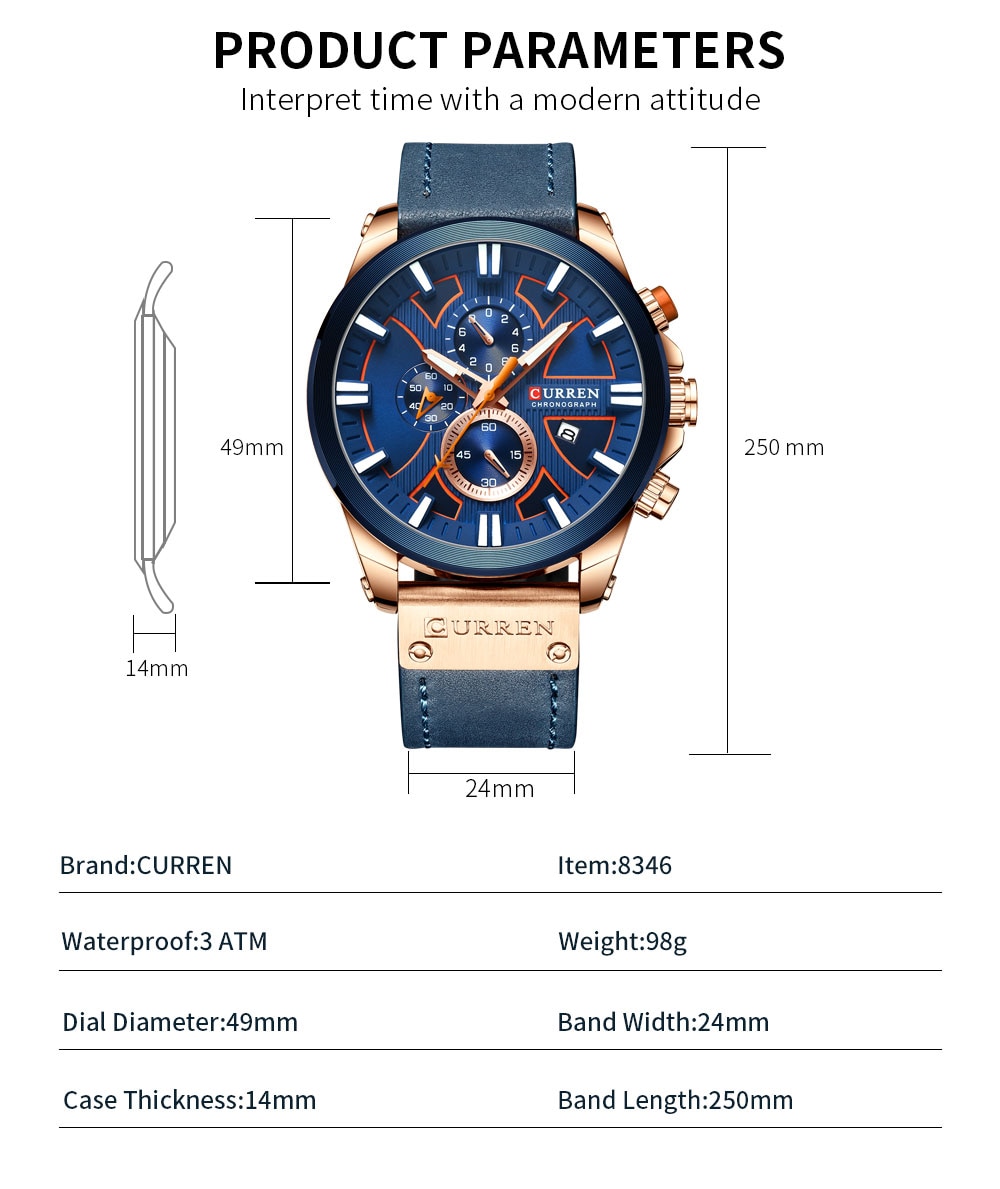 Foto 3 pulgar | Reloj Curren Technos 8346 Para Hombre Con Esfera Azul Y Carcasa De 49 Mm - Venta Internacional.