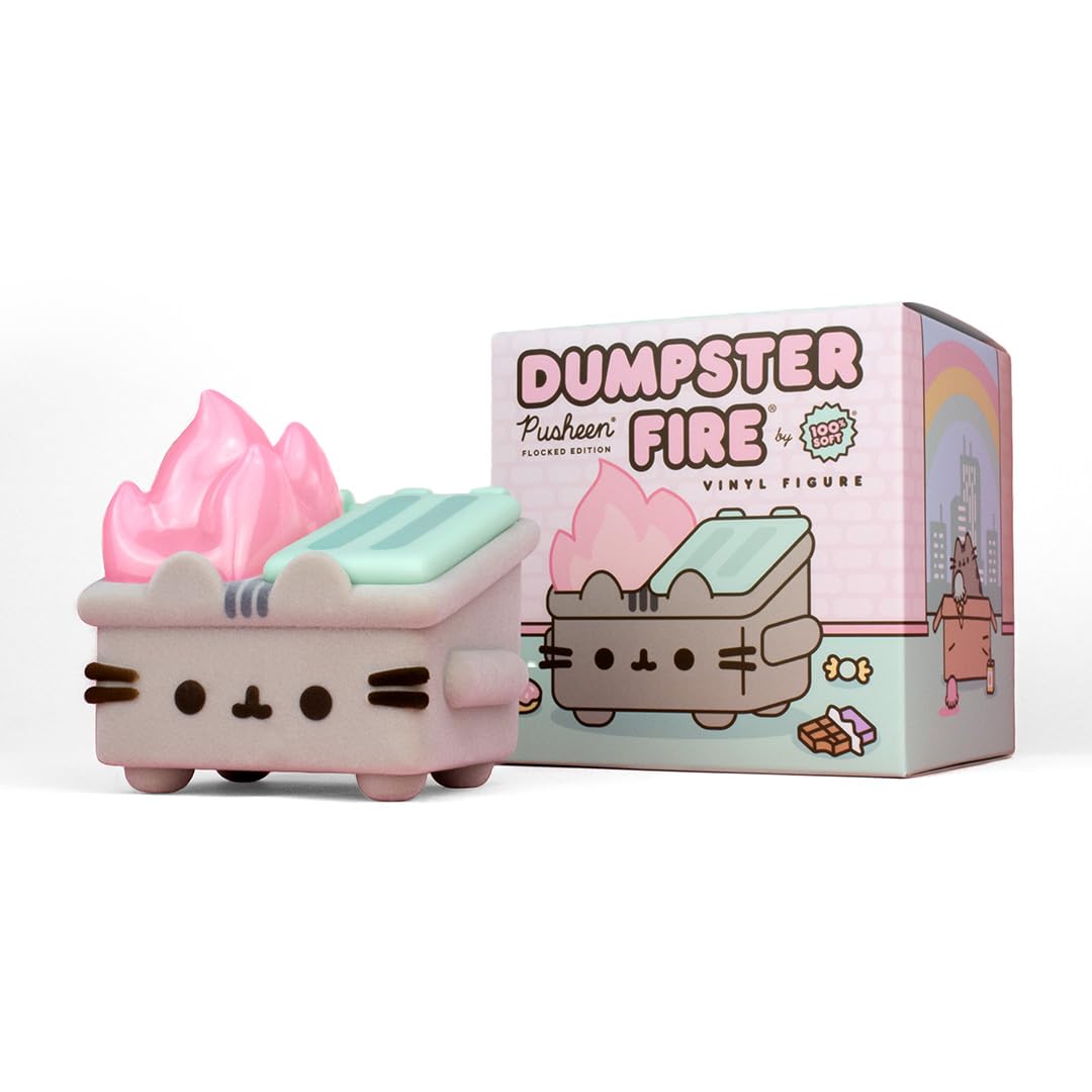 Figura De Vinilo 100% Suave Pusheen Dumpster Fire Con Cuerpo Flocado - Venta Internacional.