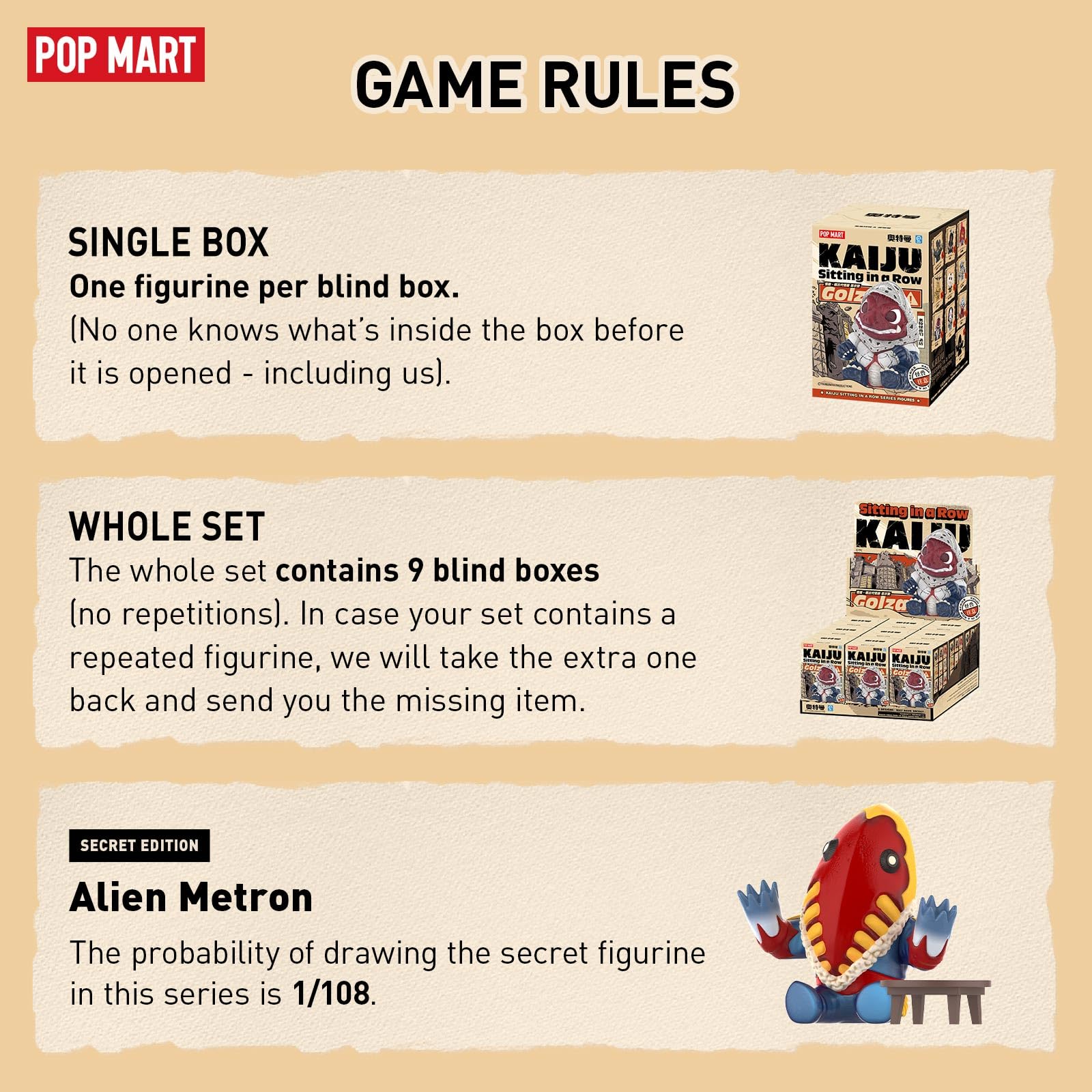 Foto 4 pulgar | 9 Figuras Blind Box Serie Pop Mart Kaiju Sitting in a Row - Venta Internacional