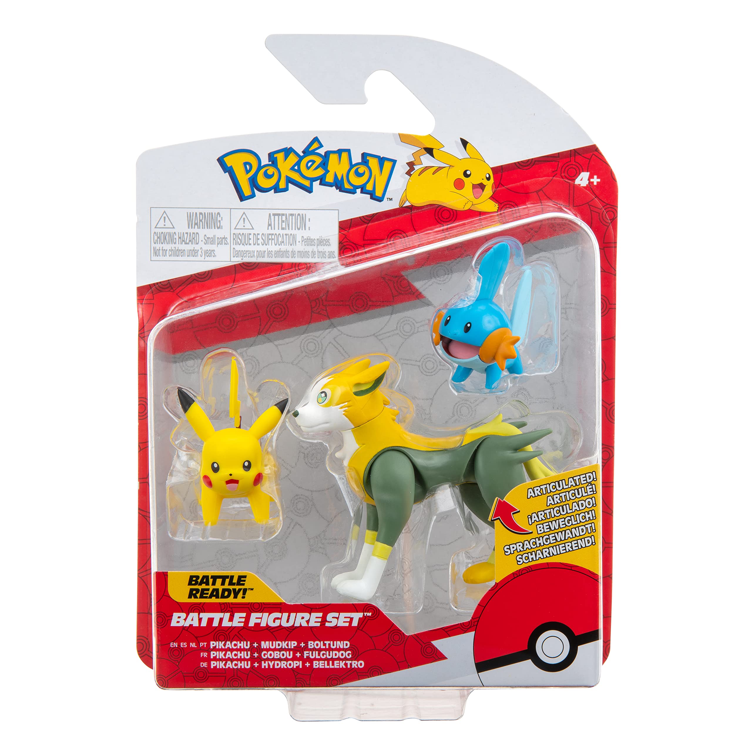 Foto 3 pulgar | Set De Figuras De Acción Pokémon Pikachu Mudkip Boltund Battle - Venta Internacional.