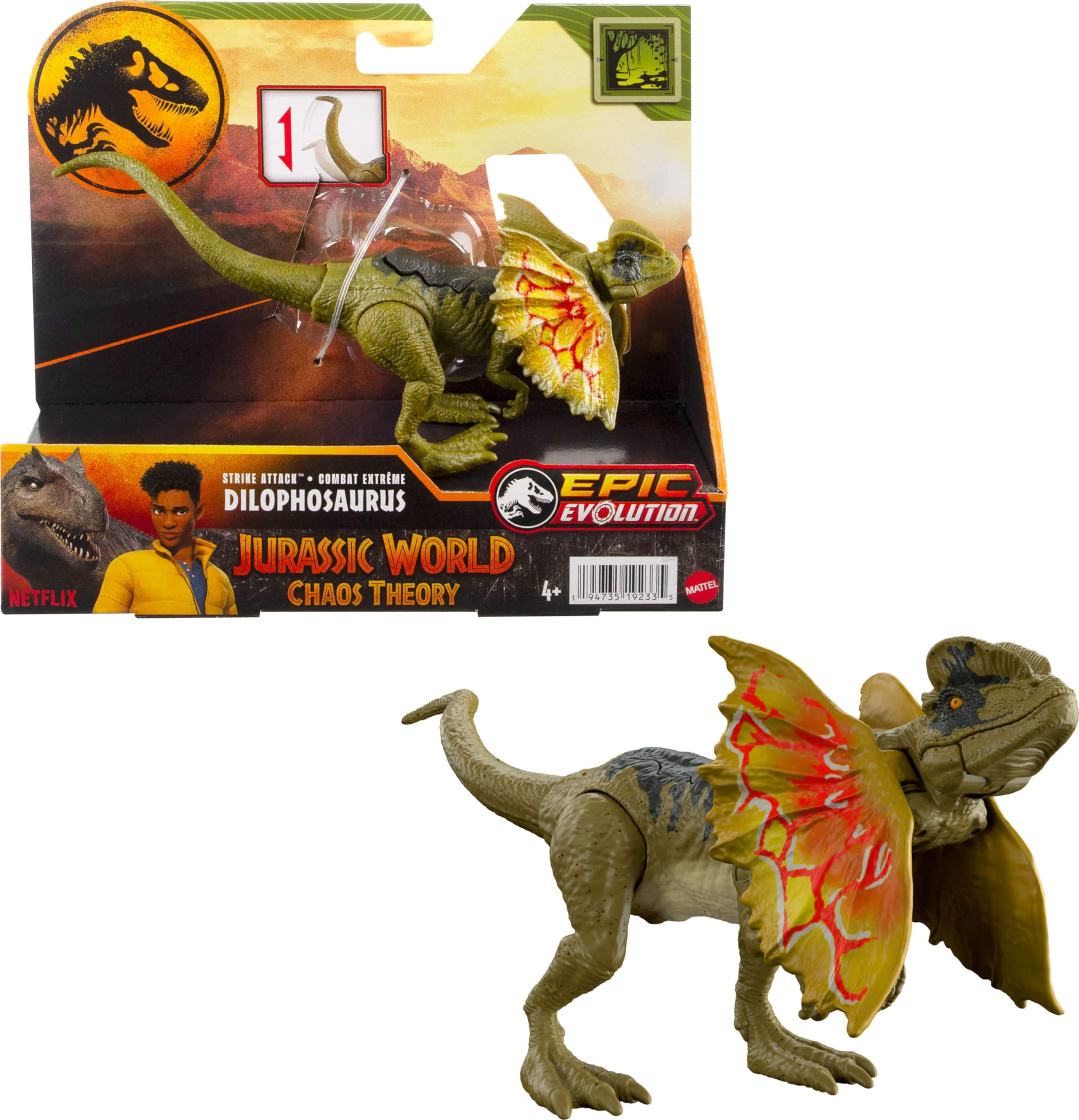 Foto 2 pulgar | Dinosaurio De Juguete Mattel Jurassic World Strike Attack Dilophosaurus - Venta Internacional.
