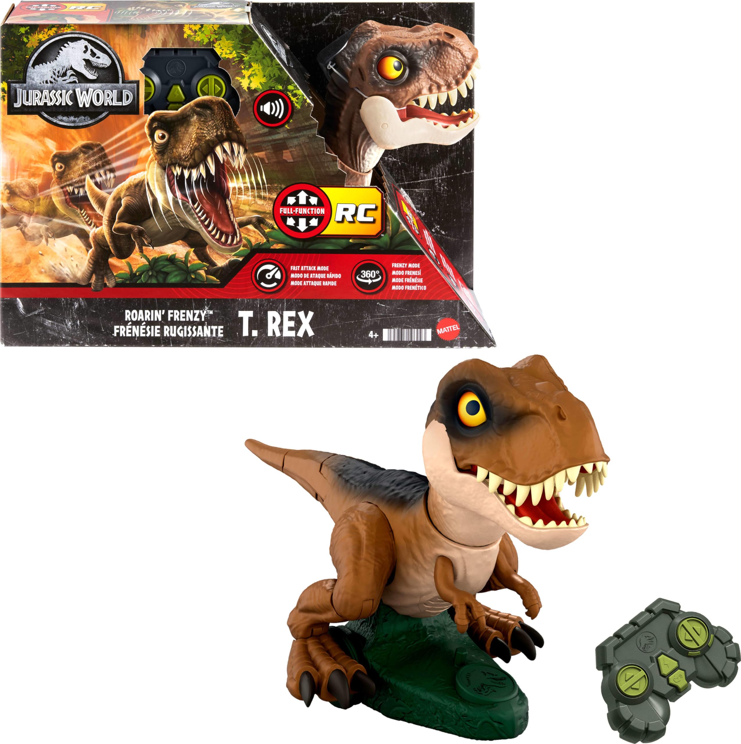 Juguete De Dinosaurio Rc Mattel Jurassic World Roarin' Frenzy T Rex - Venta Internacional.