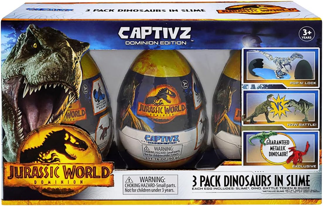 Jurassic World Captivz Dominion Dinosaurios en Slime 3 Pack