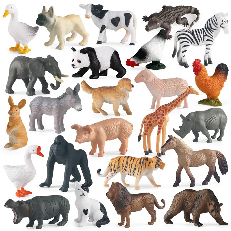 Juego De Juguetes Para Animales Rcomg, 24 Unidades, Granja Y Bosque Para Niños Pequeños - Venta Internacional.