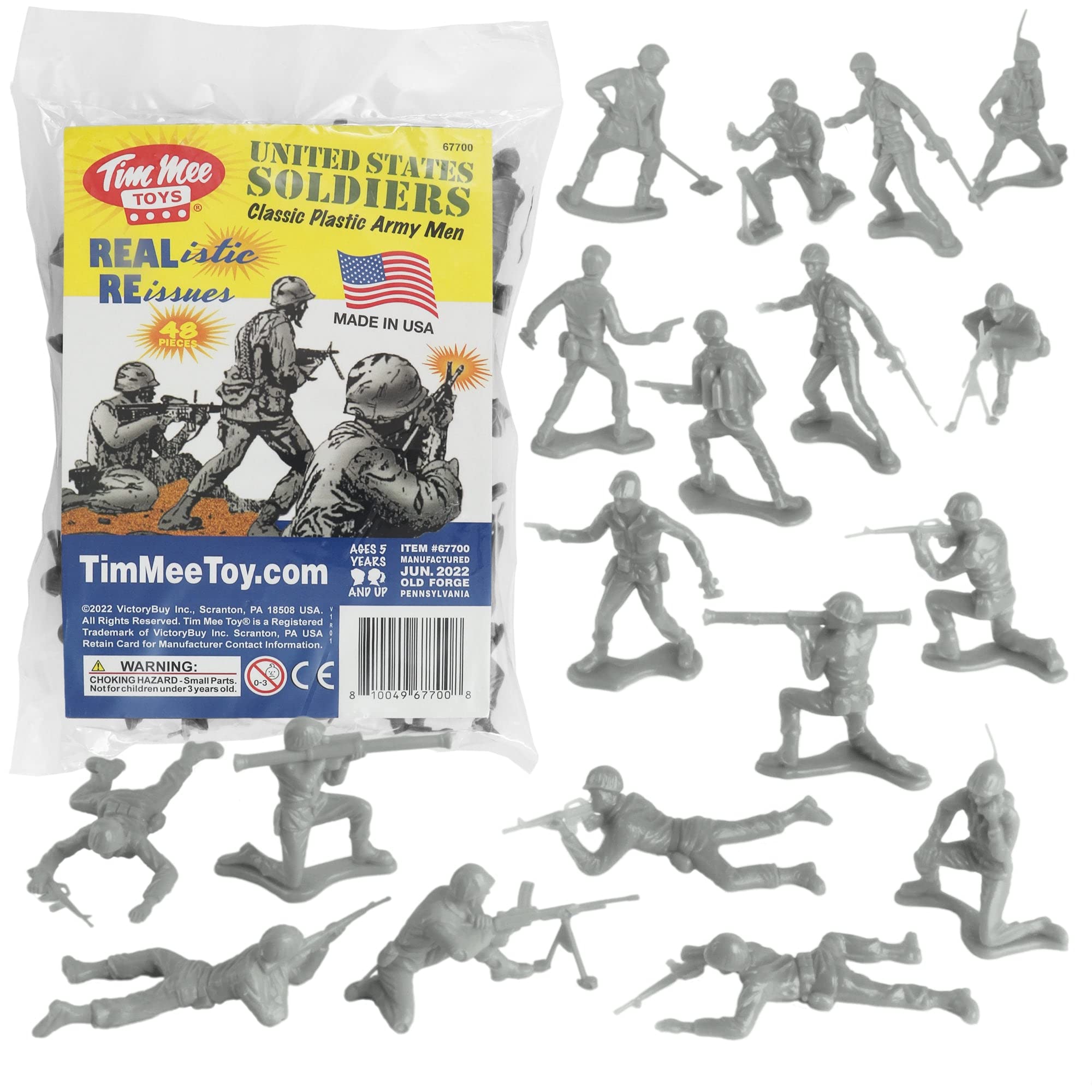 Foto 1 | Toy Soldiers Timmee Plastic Army Men, Gris, 48 Piezas, Fabricado En Ee. Uu. - Venta Internacional.