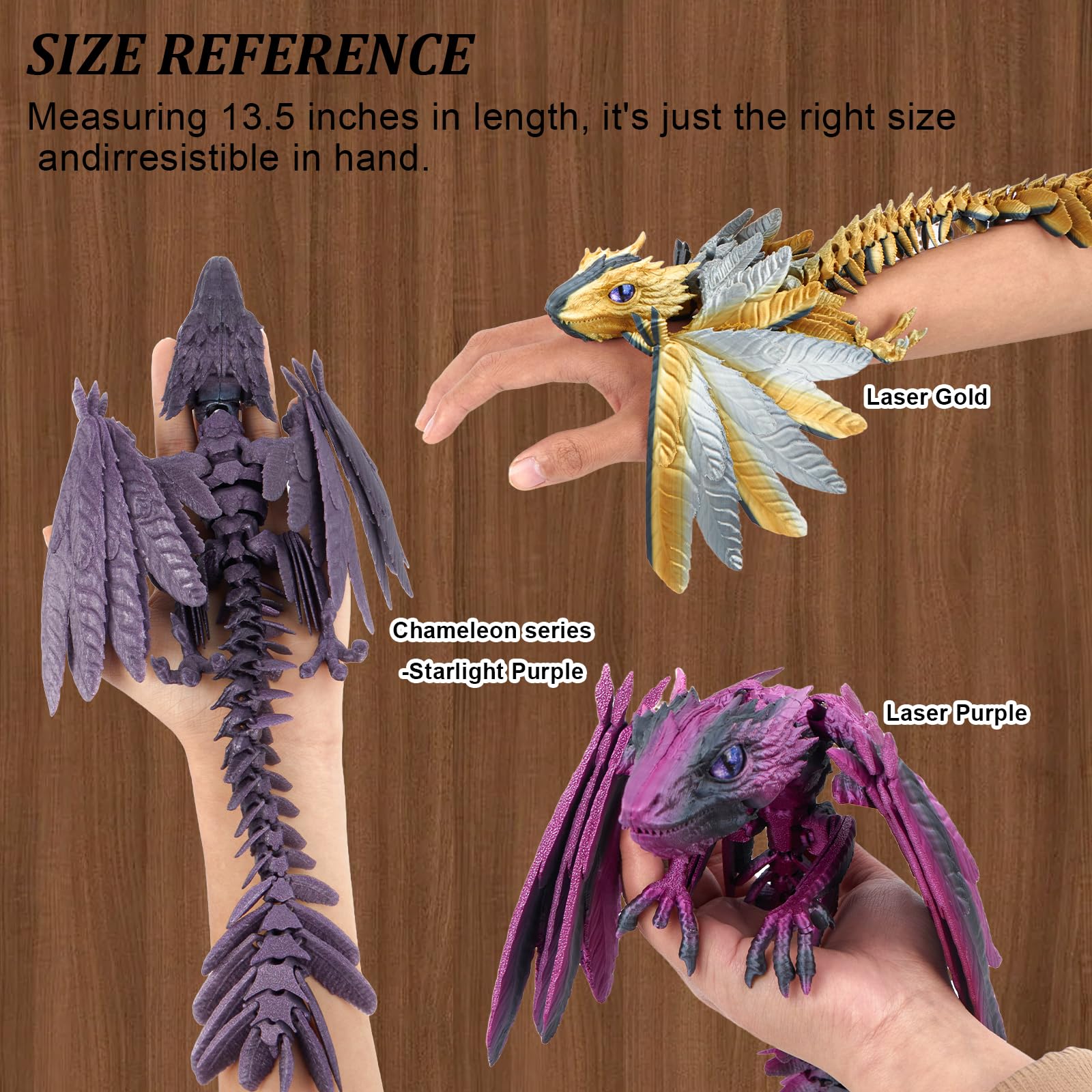 Foto 4 pulgar | Adorno De Escritorio Con Plumas De Dragón Wyvern Impreso En 3d, 34 Cm - Venta Internacional.