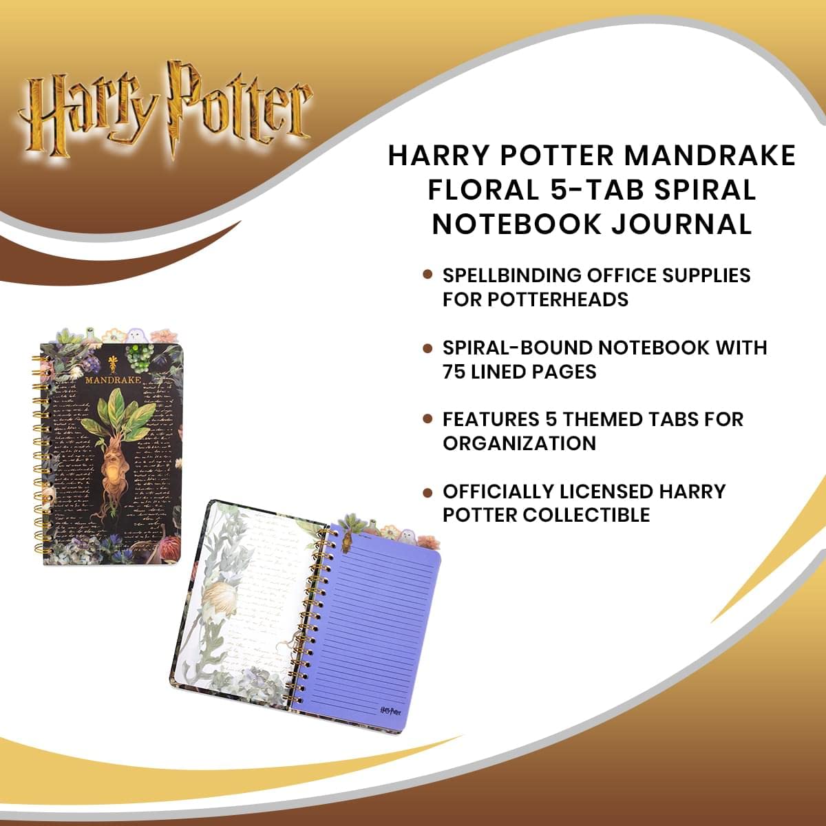 Foto 8 pulgar | Cuaderno Espiral Plateado Buffalo Harry Potter Mandrake Floral - Venta Internacional.
