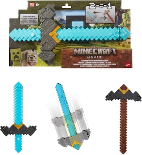 Foto 1 | Espada Y Pico Toy Mattel Minecraft 2 En 1 Con Botón - Venta Internacional.