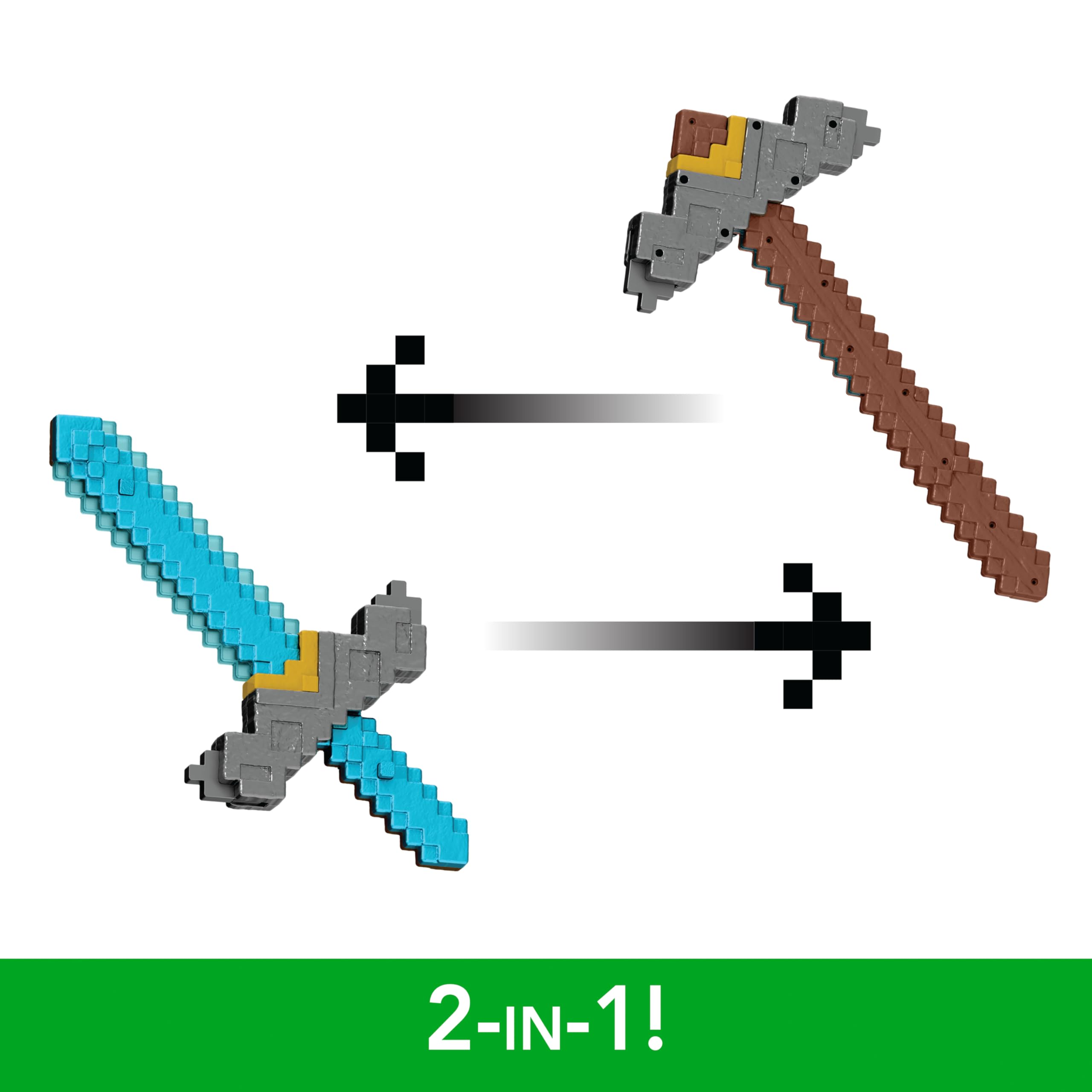 Foto 4 pulgar | Espada Y Pico Toy Mattel Minecraft 2 En 1 Con Botón - Venta Internacional.