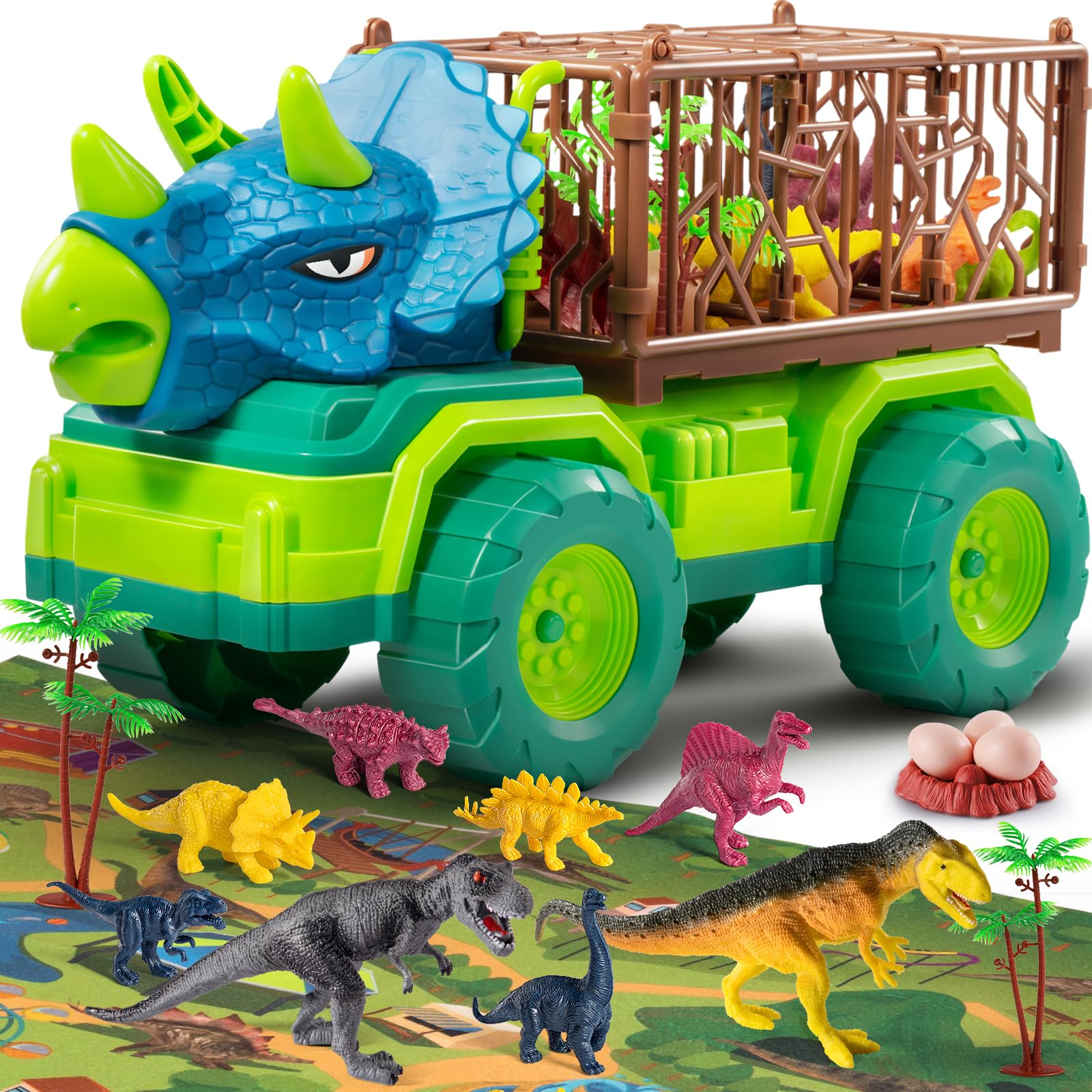 Foto 2 pulgar | Camión De Juguete Temi Dinosaur Triceratops Con 8 Figuras De Dinosaurios De 3 A 5 Años - Venta Internacional.