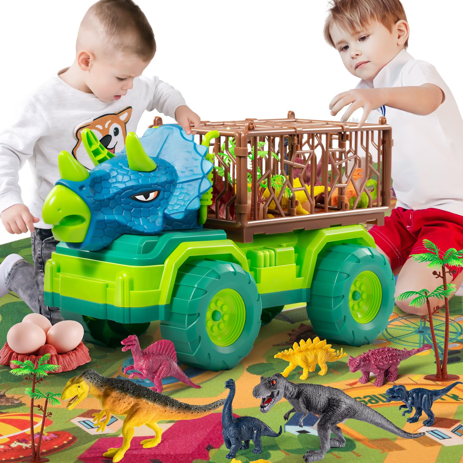 Foto 3 pulgar | Camión De Juguete Temi Dinosaur Triceratops Con 8 Figuras De Dinosaurios De 3 A 5 Años - Venta Internacional.