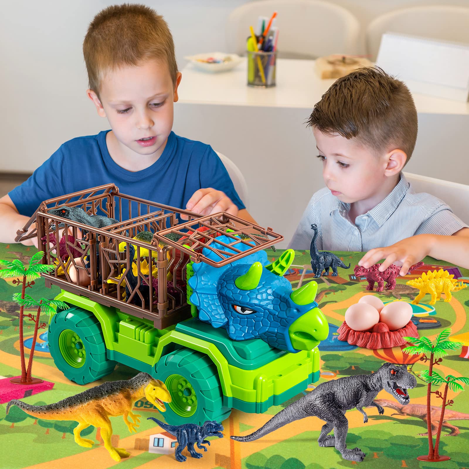 Foto 4 pulgar | Camión De Juguete Temi Dinosaur Triceratops Con 8 Figuras De Dinosaurios De 3 A 5 Años - Venta Internacional.