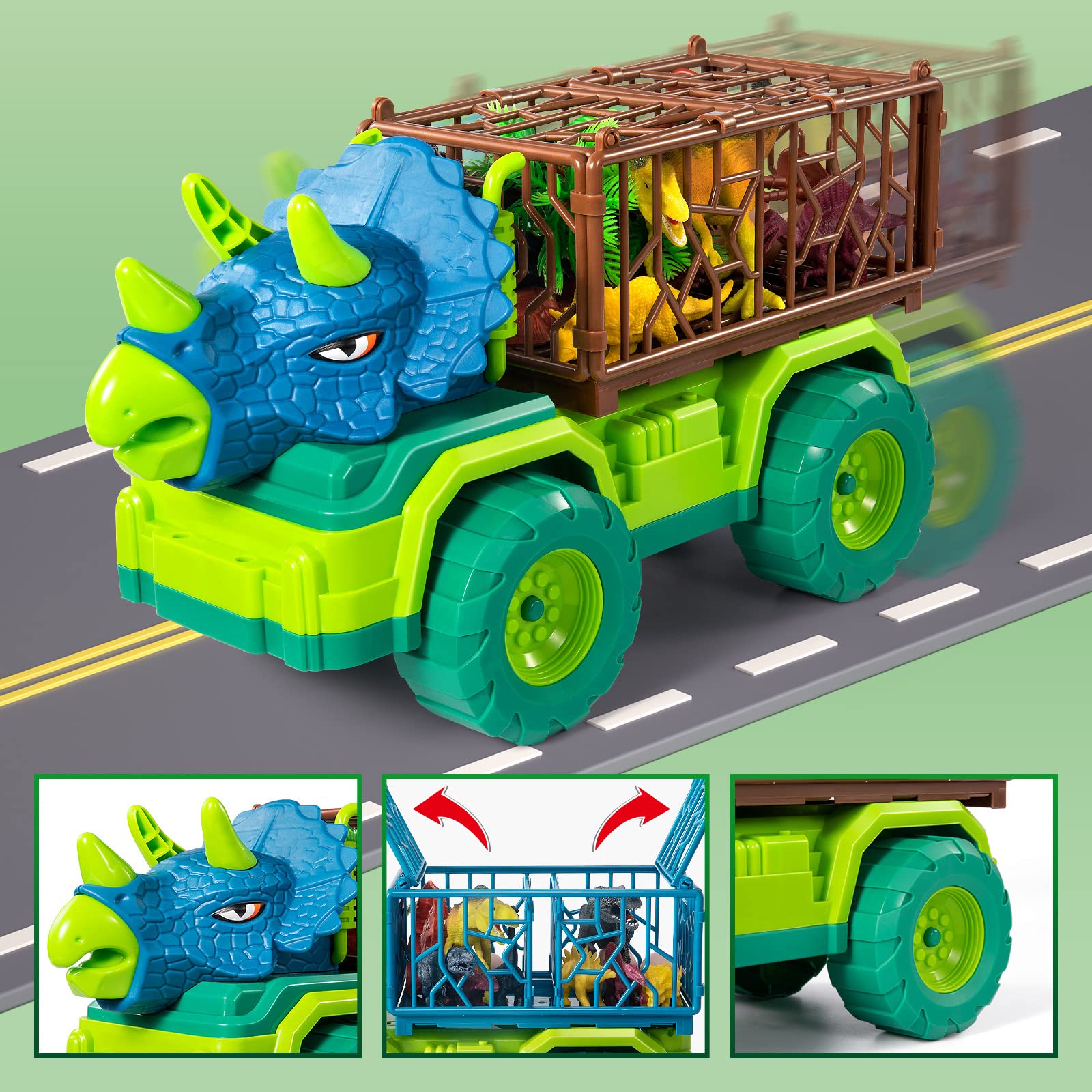 Foto 5 pulgar | Camión De Juguete Temi Dinosaur Triceratops Con 8 Figuras De Dinosaurios De 3 A 5 Años - Venta Internacional.
