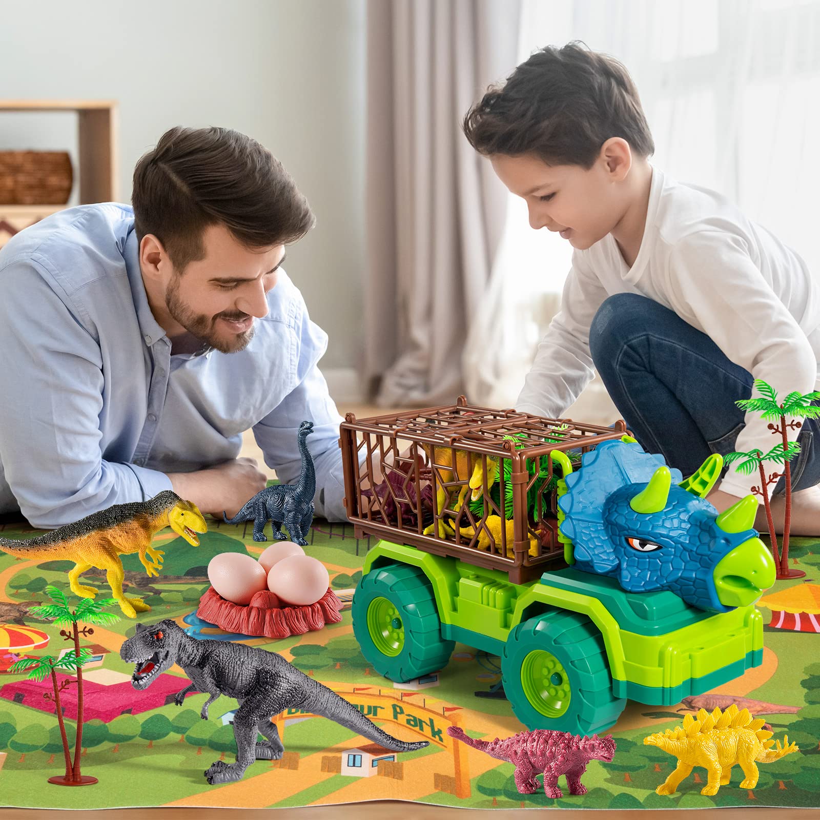 Foto 6 pulgar | Camión De Juguete Temi Dinosaur Triceratops Con 8 Figuras De Dinosaurios De 3 A 5 Años - Venta Internacional.