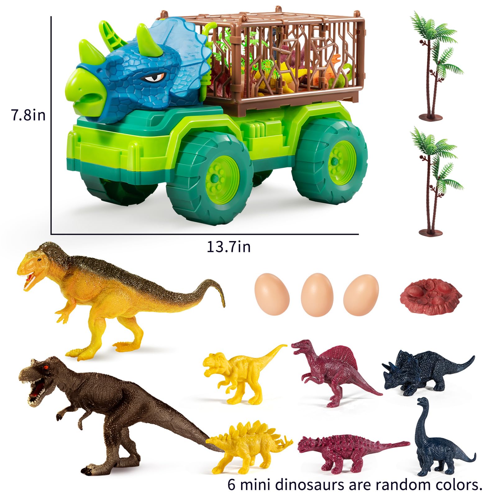 Foto 7 pulgar | Camión De Juguete Temi Dinosaur Triceratops Con 8 Figuras De Dinosaurios De 3 A 5 Años - Venta Internacional.
