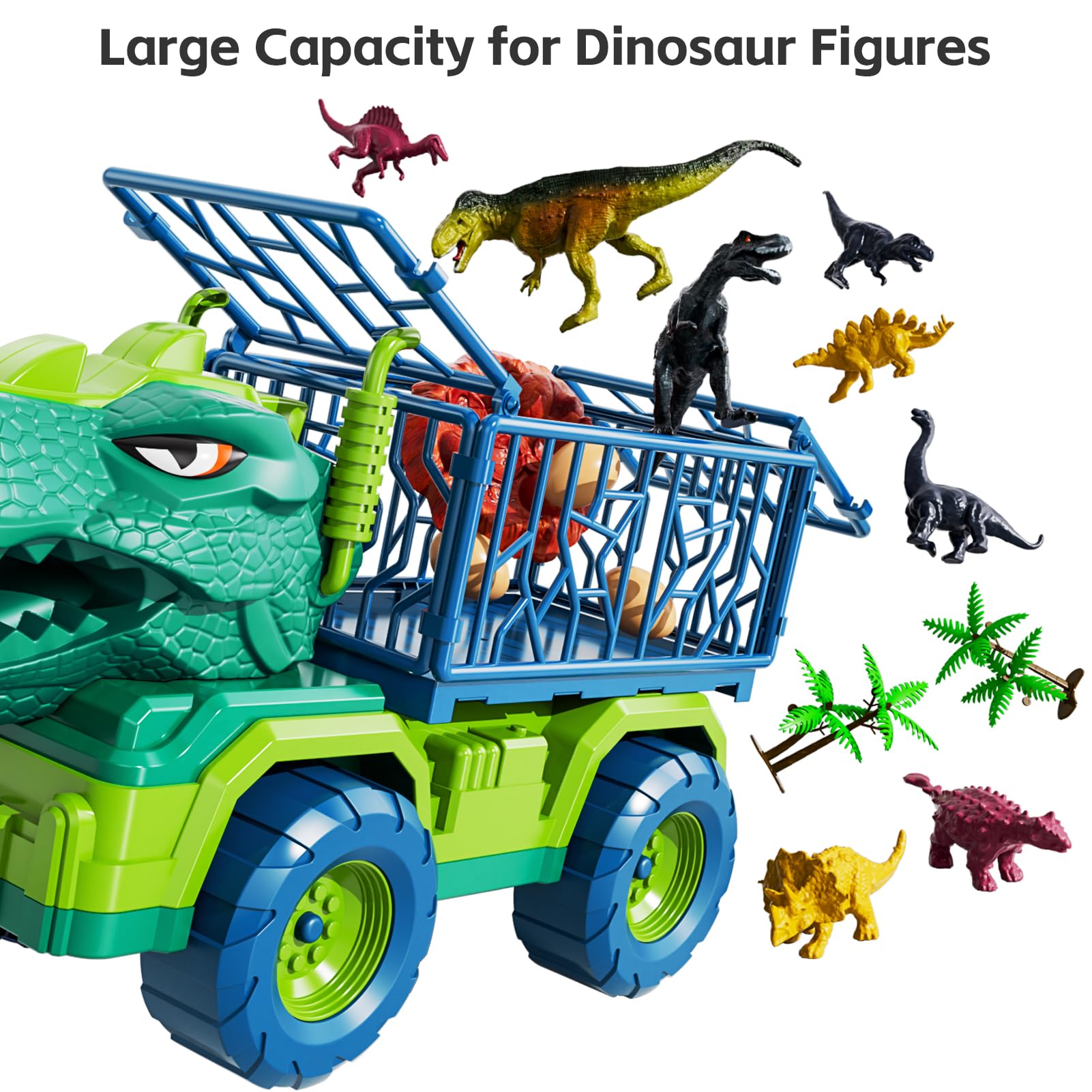 Foto 4 pulgar | Camión De Juguete Con Forma De Dinosaurio Temi Tyrannosaurus Con 8 Figuras De Dinosaurios De 3 A 5 Años - Venta