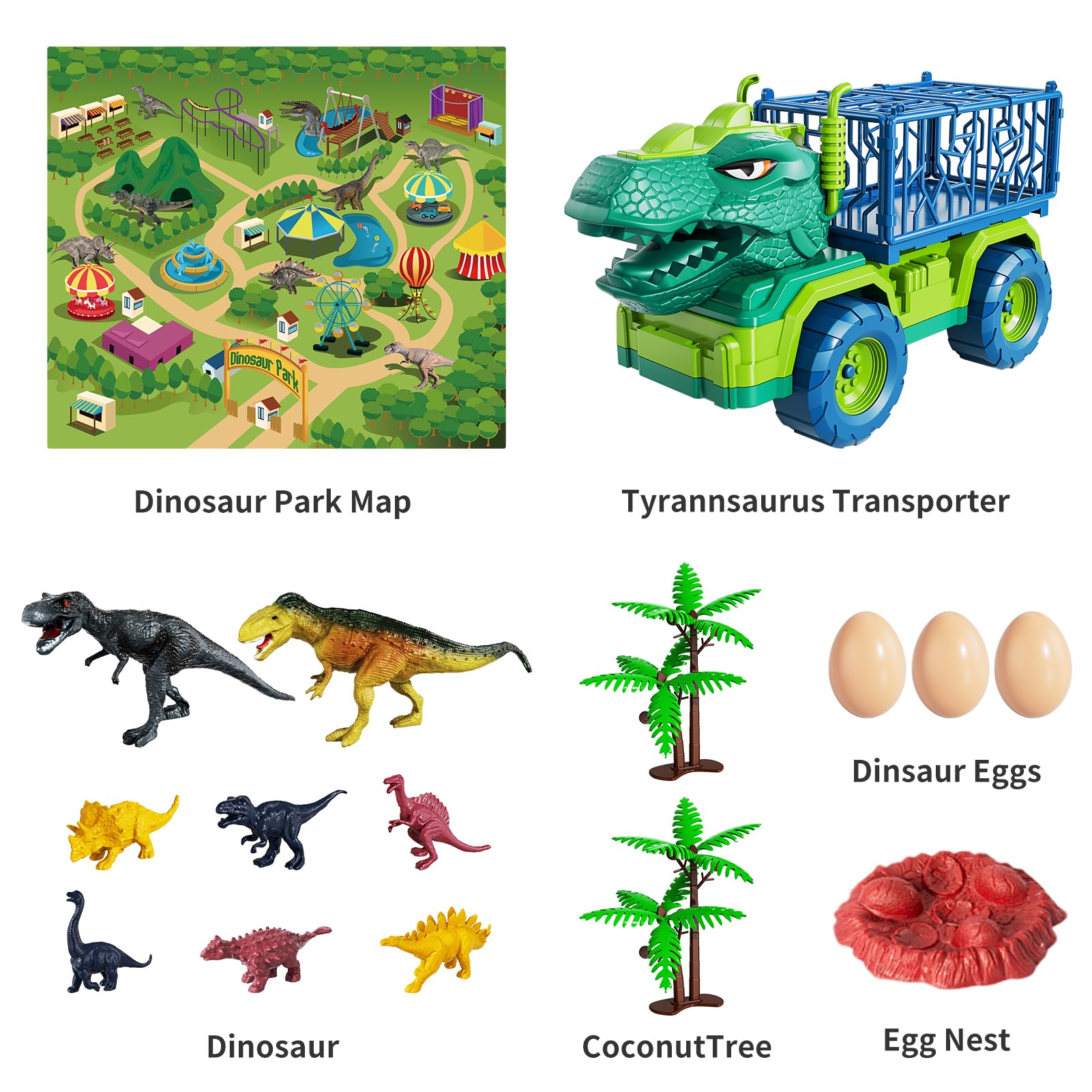 Foto 6 pulgar | Camión De Juguete Con Forma De Dinosaurio Temi Tyrannosaurus Con 8 Figuras De Dinosaurios De 3 A 5 Años - Venta