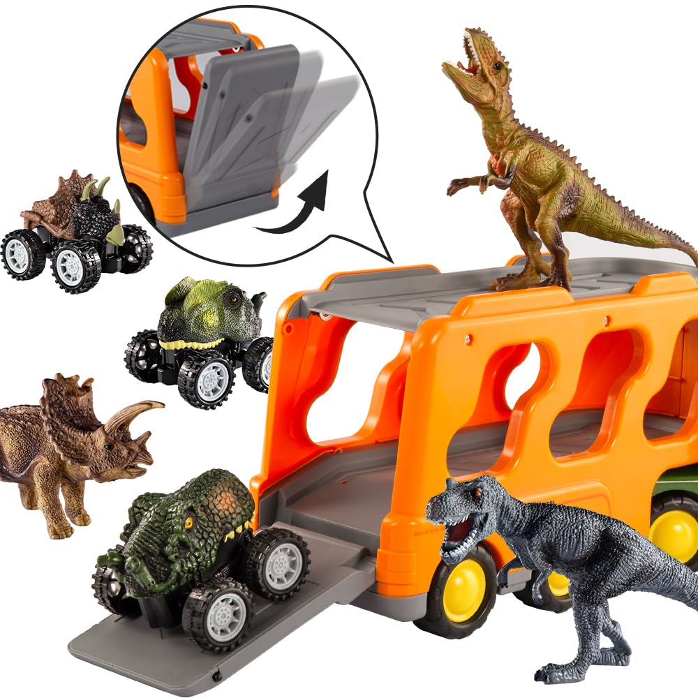 Foto 5 pulgar | Camión De Juguete Temi Con 3 Figuras De Dinosaurios Y 3 Coches Monstruosos - Venta Internacional.