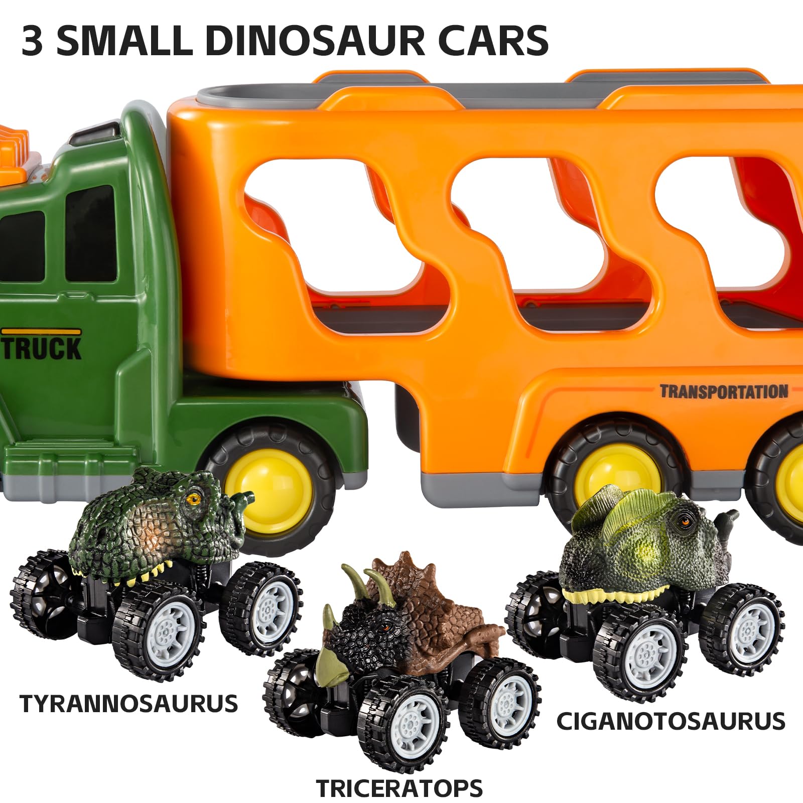Foto 7 pulgar | Camión De Juguete Temi Con 3 Figuras De Dinosaurios Y 3 Coches Monstruosos - Venta Internacional.