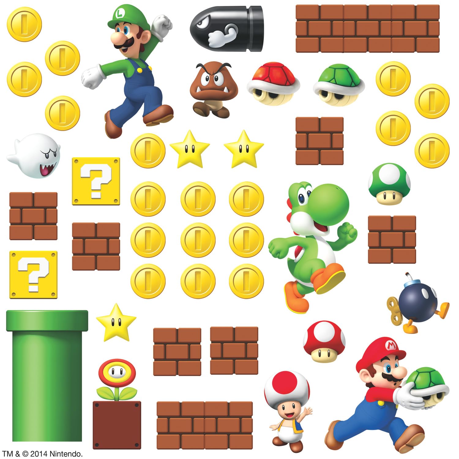 Foto 2 pulgar | Adhesivos De Pared Roommates Nintendo New Super Mario Bros Scene - Venta Internacional.
