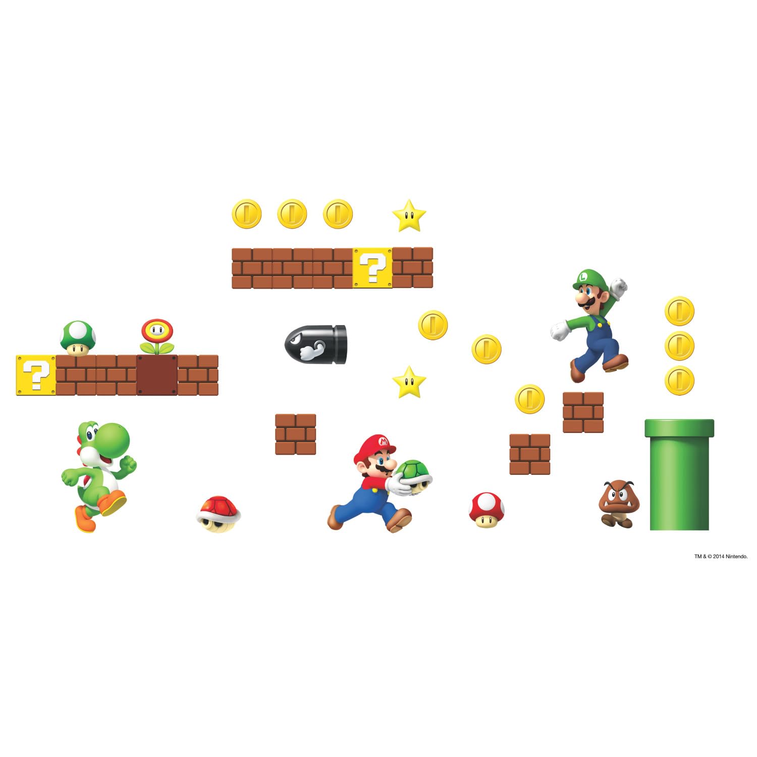 Foto 7 pulgar | Adhesivos De Pared Roommates Nintendo New Super Mario Bros Scene - Venta Internacional.