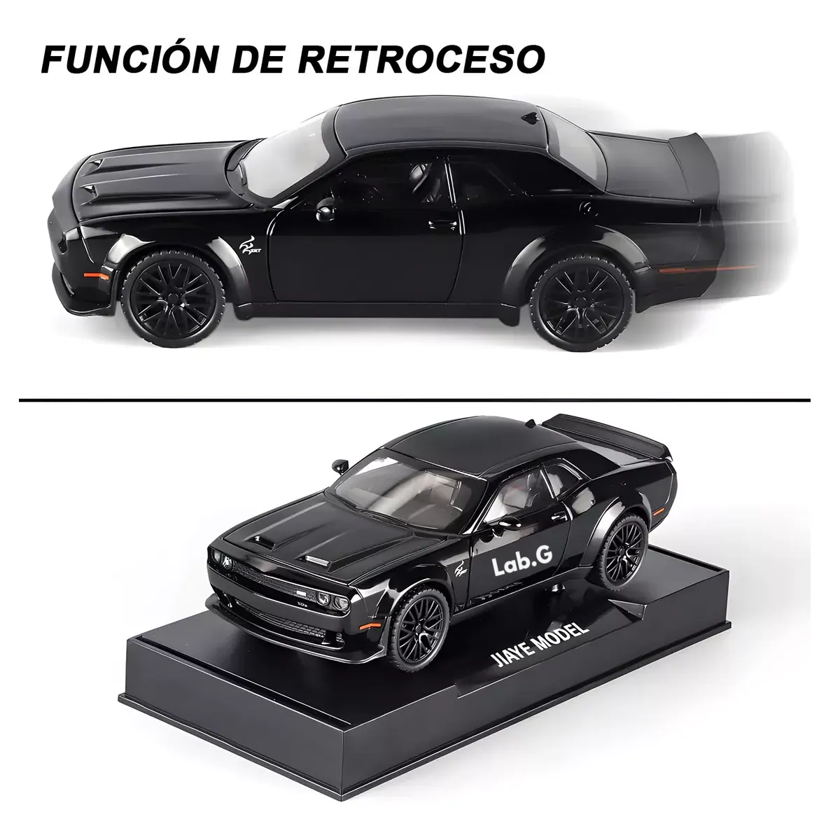 Foto 3 pulgar | Coleccion Escala Coches Juguete Lab.g Srt Luz Y Sonido Base 1:32 Color Negro Portatil