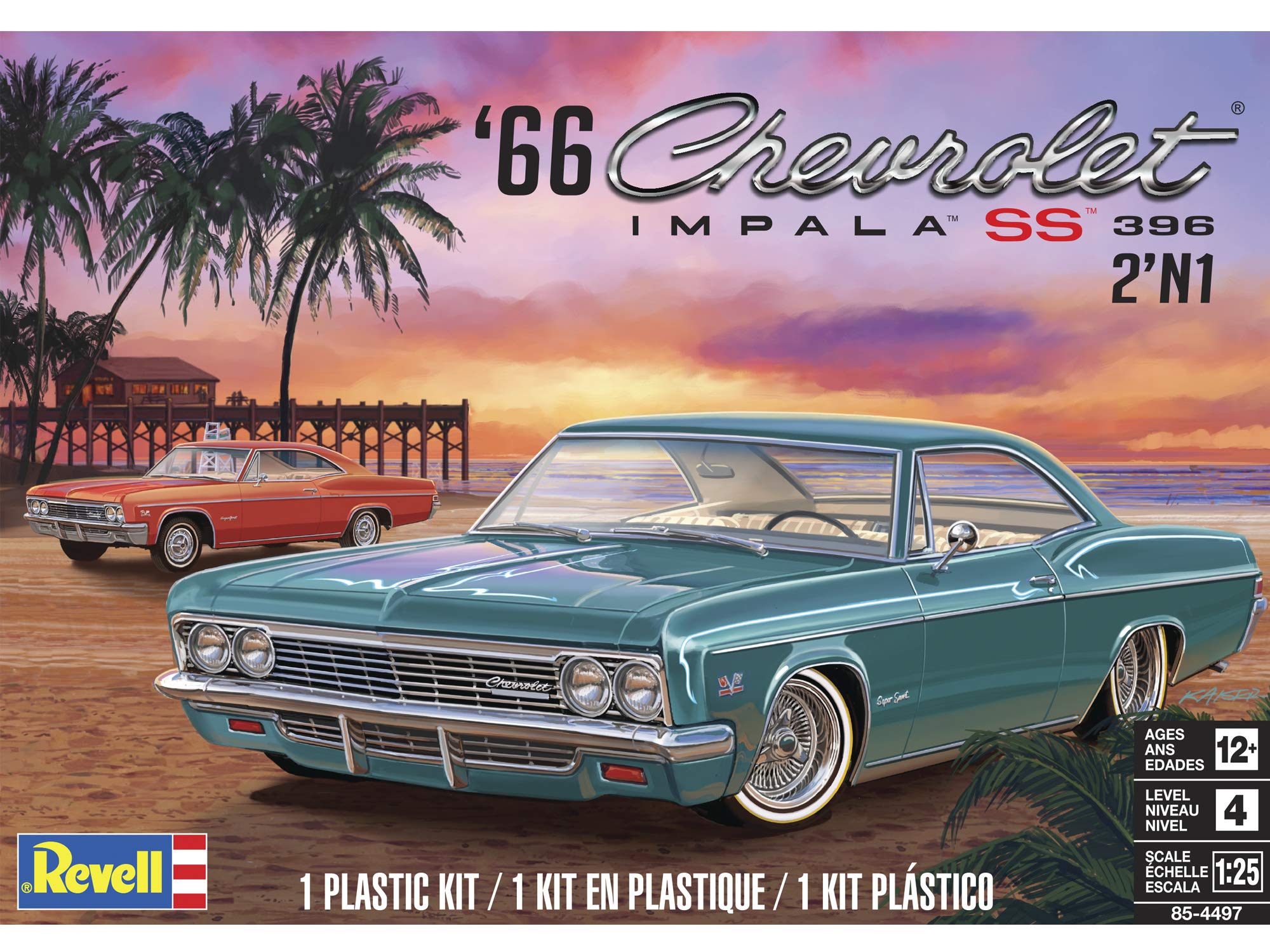 Foto 6 pulgar | Maqueta de Coche Revell '66 Chevy Impala SS 396 2N1 a Escala 1:25 - Venta Internacional