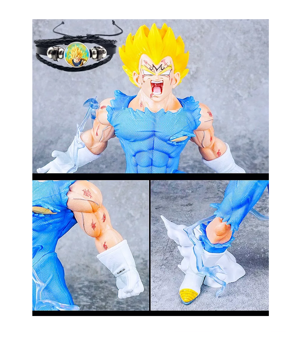 Foto 3 pulgar | Figura Majin Vegeta Dragon Ball Z 27cm+ 2 Cabeza Y Brazalete Lab.g Azul