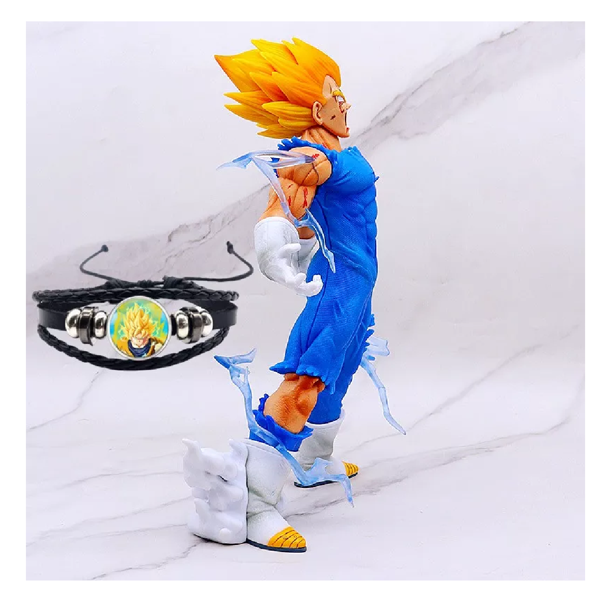 Foto 5 pulgar | Figura Majin Vegeta Dragon Ball Z 27cm+ 2 Cabeza Y Brazalete Lab.g Azul