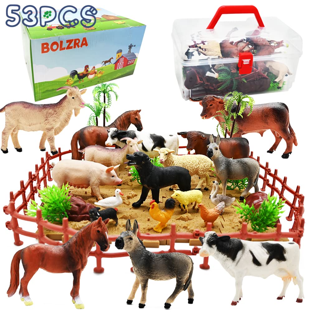 Foto 2 pulgar | Figuras De Animales De Granja Bolzra, 53 Unidades, Con Vallas Y Bloques - Venta Internacional.