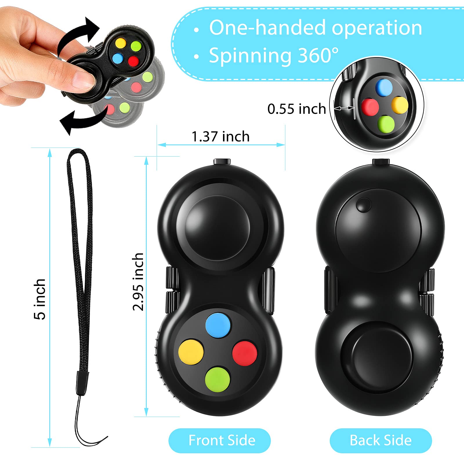 Foto 3 pulgar | Almohadilla de Control Antiestrés Fidget Pad Skylety 2 Unidades Negro - Venta Internacional