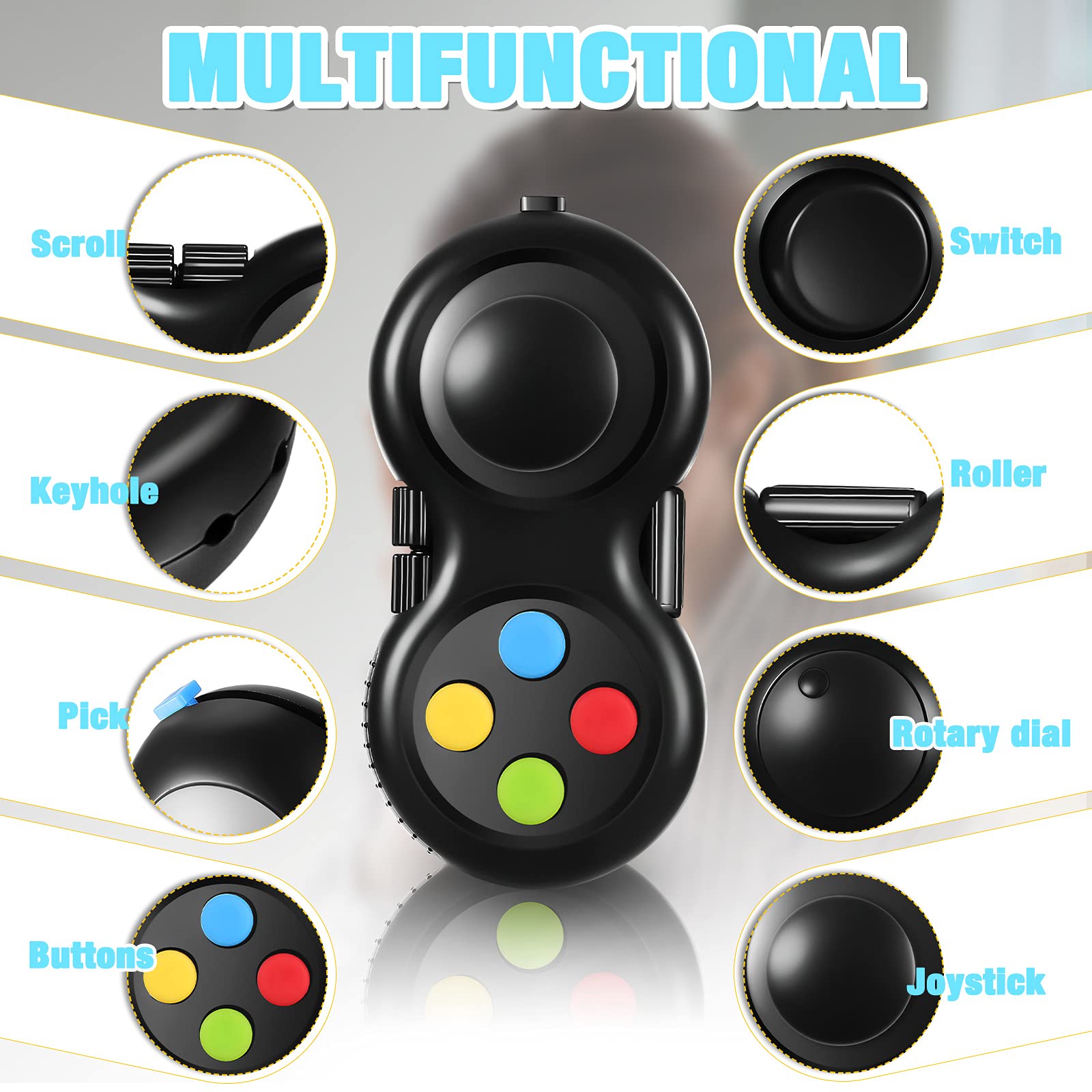 Foto 4 pulgar | Almohadilla de Control Antiestrés Fidget Pad Skylety 2 Unidades Negro - Venta Internacional
