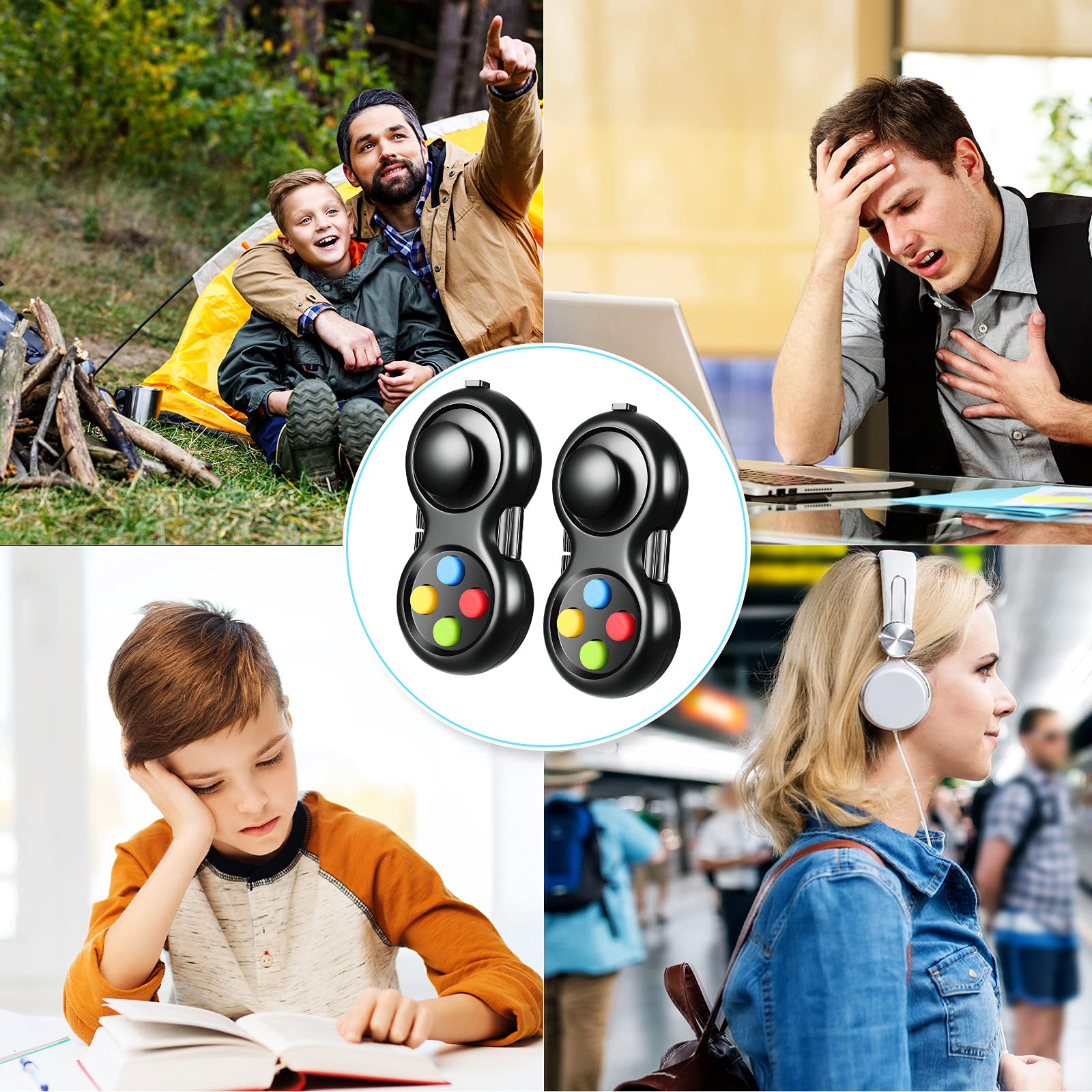 Foto 6 pulgar | Almohadilla de Control Antiestrés Fidget Pad Skylety 2 Unidades Negro - Venta Internacional