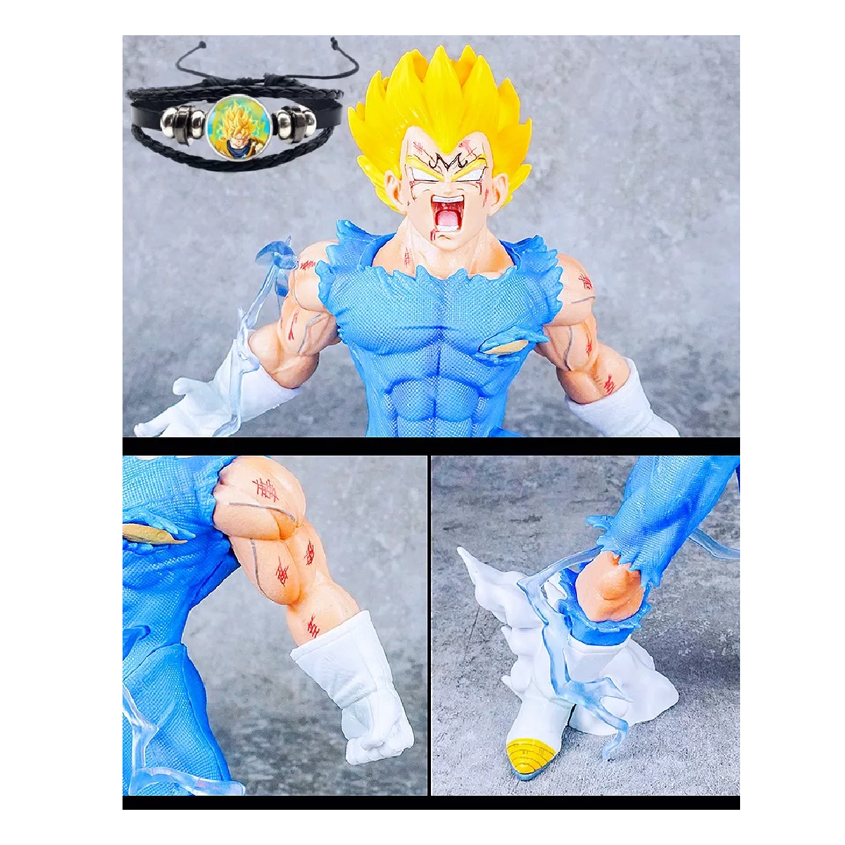 Foto 3 pulgar | Figura Majin Vegeta Dragon Ball Z 27cm+ 2 Cabeza Y Brazalete, Belug Azul