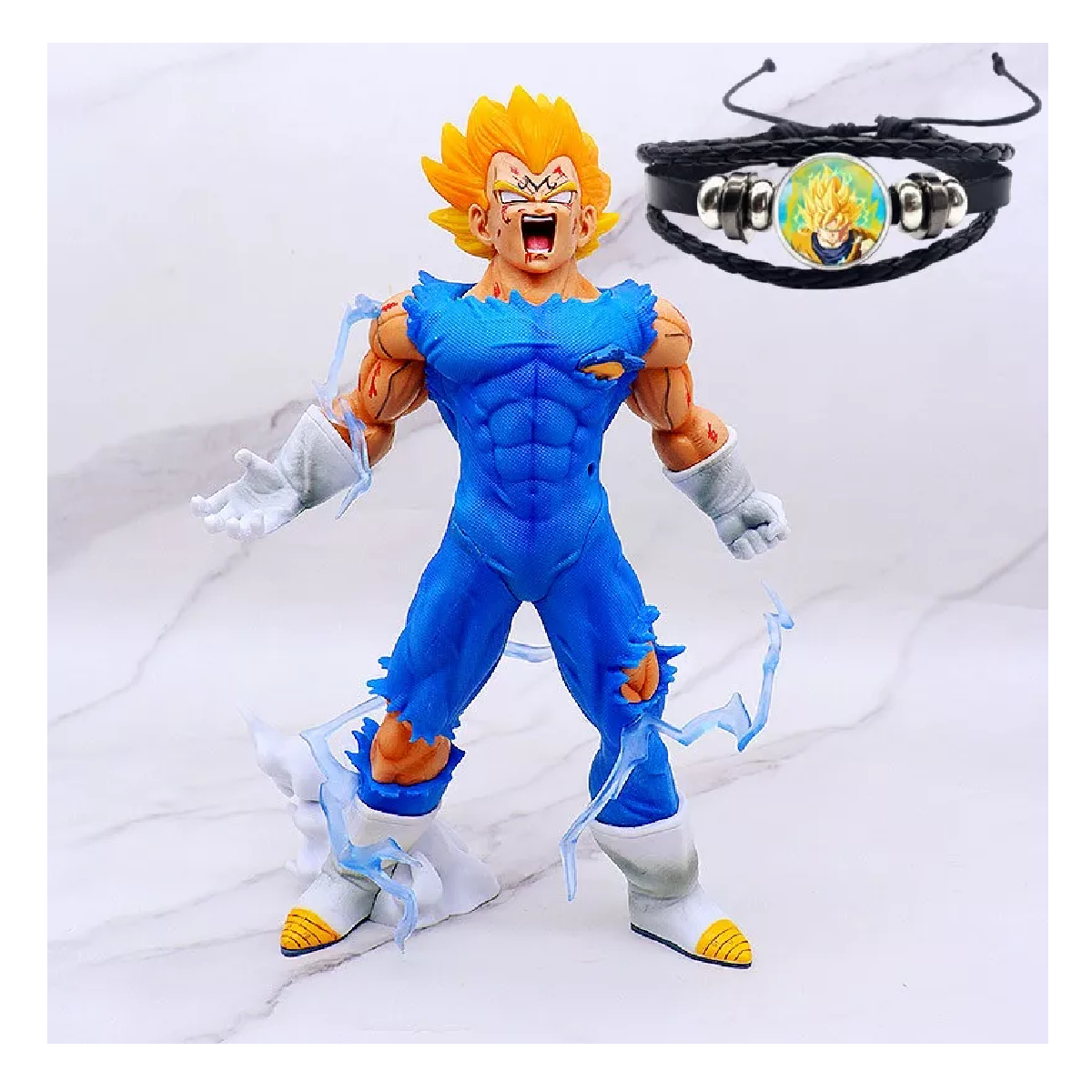 Foto 4 pulgar | Figura Majin Vegeta Dragon Ball Z 27cm+ 2 Cabeza Y Brazalete, Belug Azul