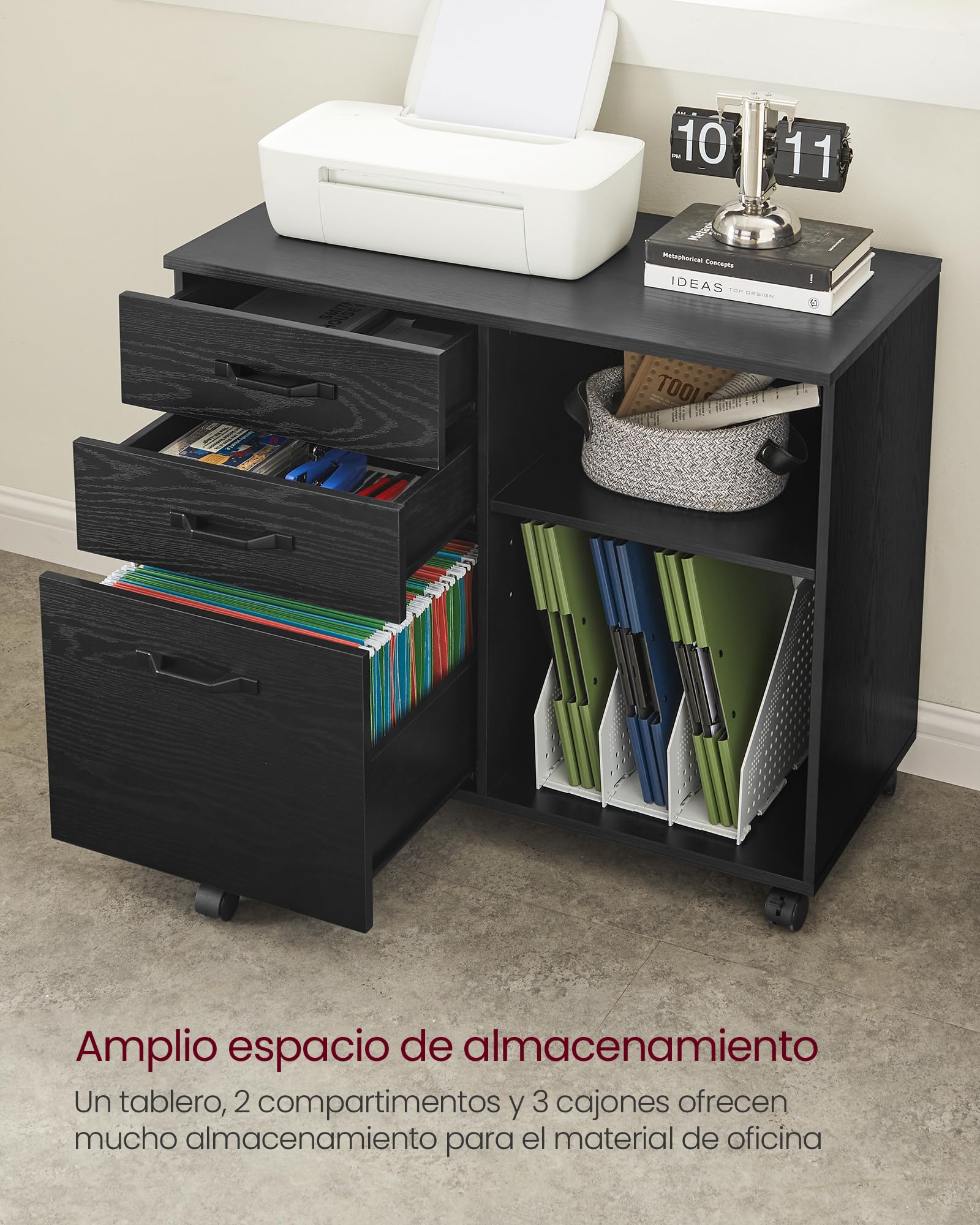 Foto 4 pulgar | Archivador Songmics Mofc041w46 Con 3 Cajones, Blanco Con Madera