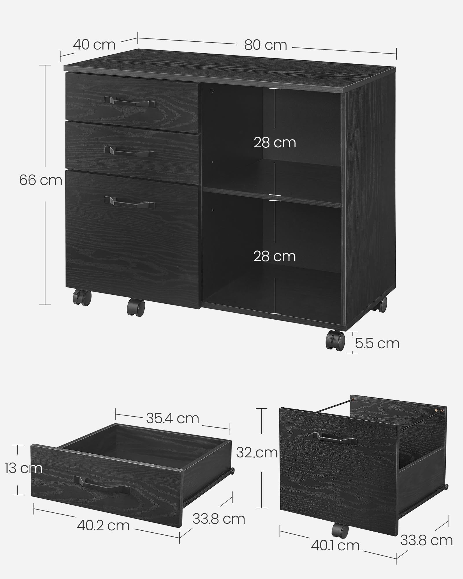 Foto 6 pulgar | Archivador Songmics Mofc041w46 Con 3 Cajones, Blanco Con Madera