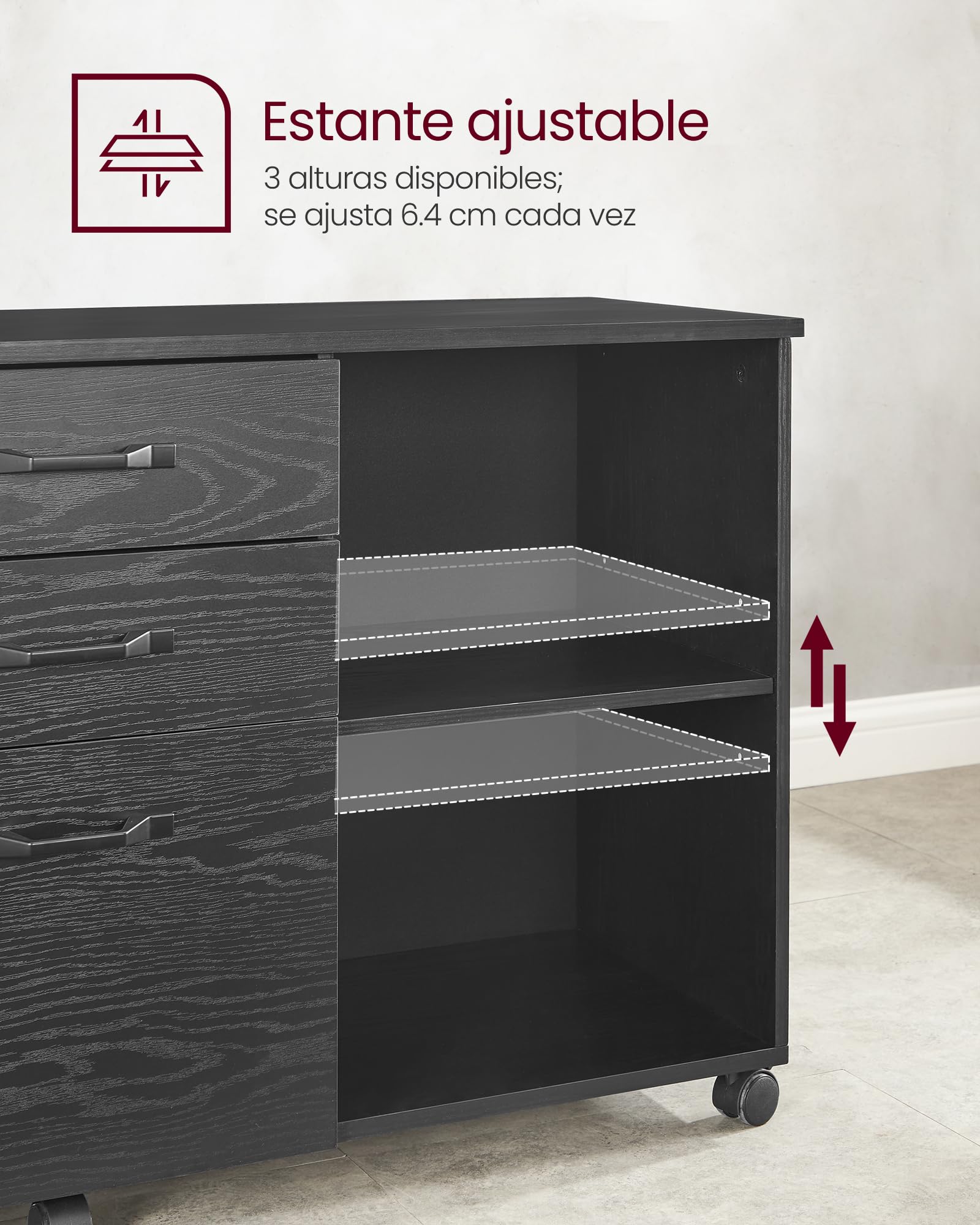 Foto 7 pulgar | Archivador Songmics Mofc041w46 Con 3 Cajones, Blanco Con Madera