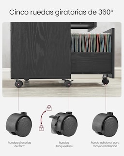 Foto 7 | Archivador Songmics Mofc041w46 Con 3 Cajones, Blanco Con Madera