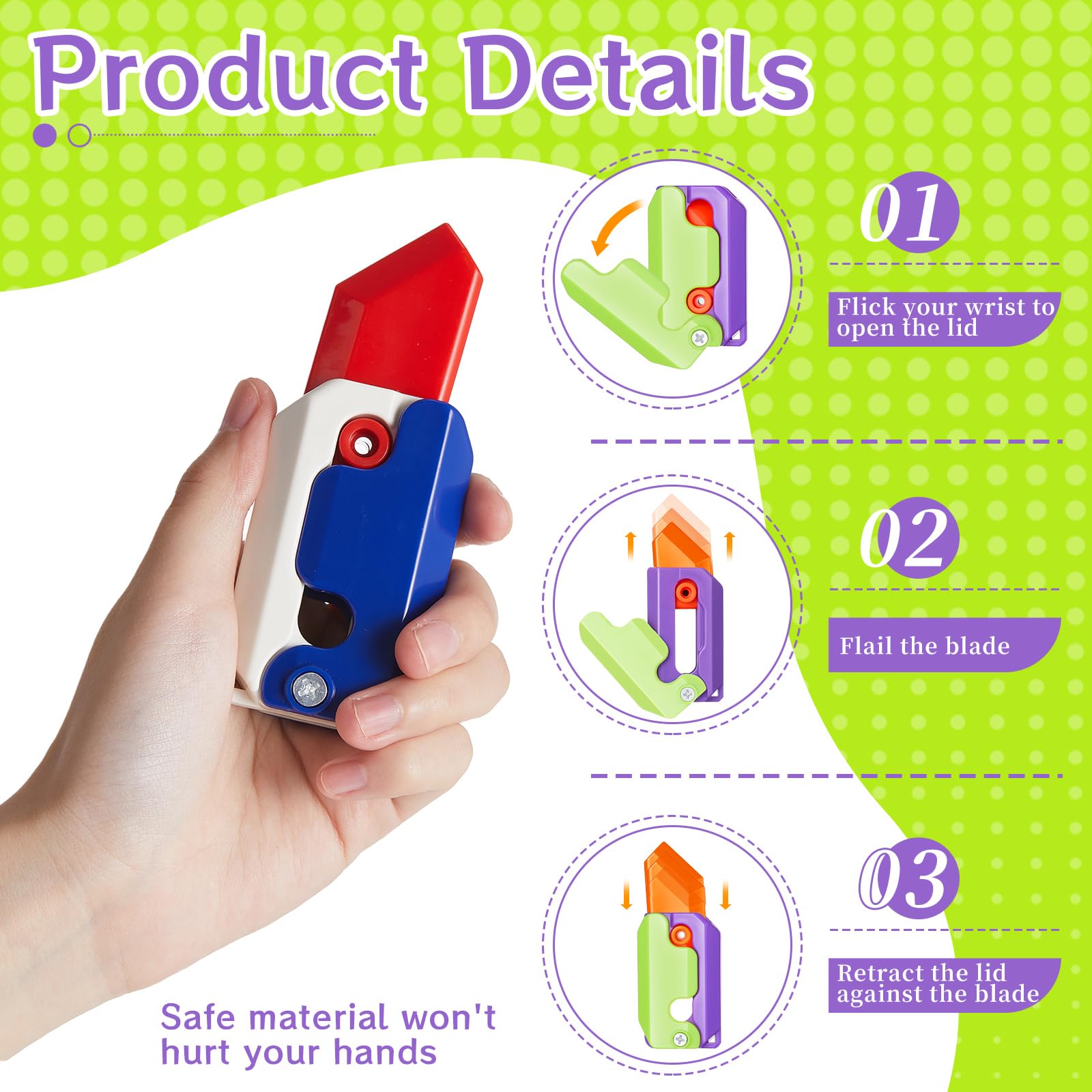 Foto 4 pulgar | Cuchillo Para Nabos Fidget Toy Syhood, Cuchillo Retráctil Por Gravedad - Venta Internacional.