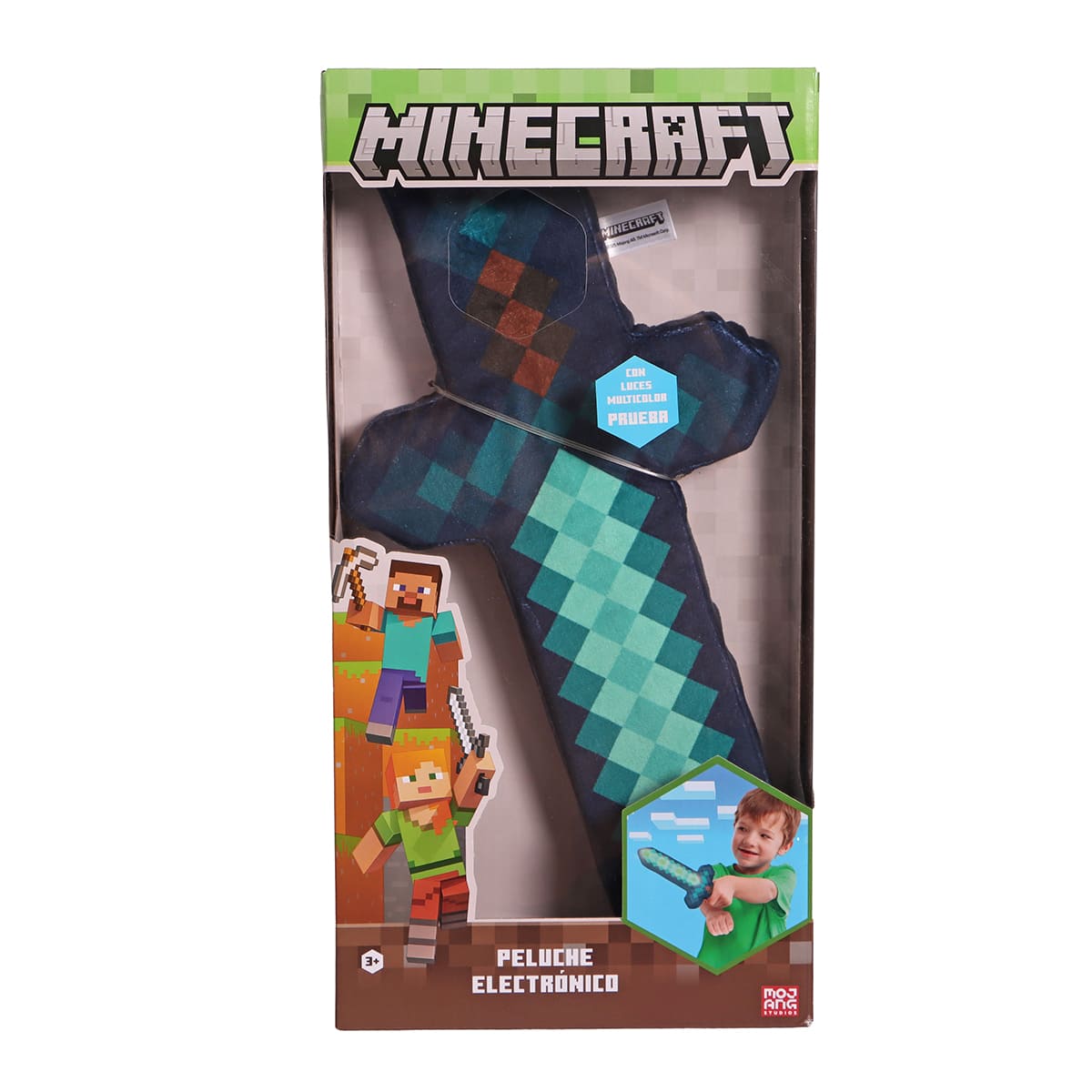 Foto 5 pulgar | Peluche Con Luz Ruz Minecraft (espada De Diamante 30 Cm)