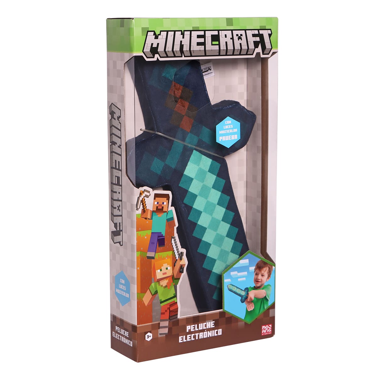 Foto 6 pulgar | Peluche Con Luz Ruz Minecraft (espada De Diamante 30 Cm)